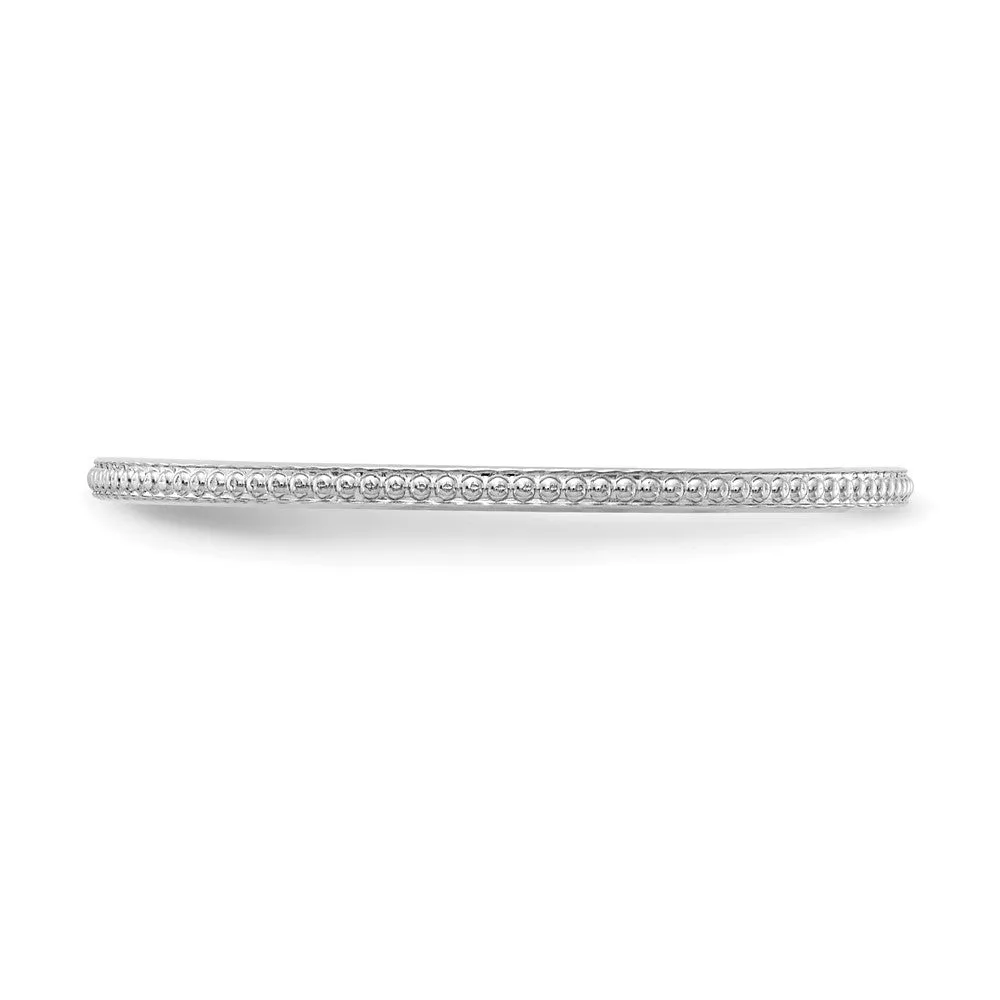 1.2mm 14k White Gold Beaded Stackable Band