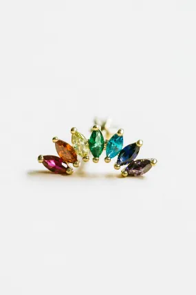 14K 18K Solid Gold Rainbow Marquise Cz Tiara Crown Stud Cartilage Tragus Helix Piercing