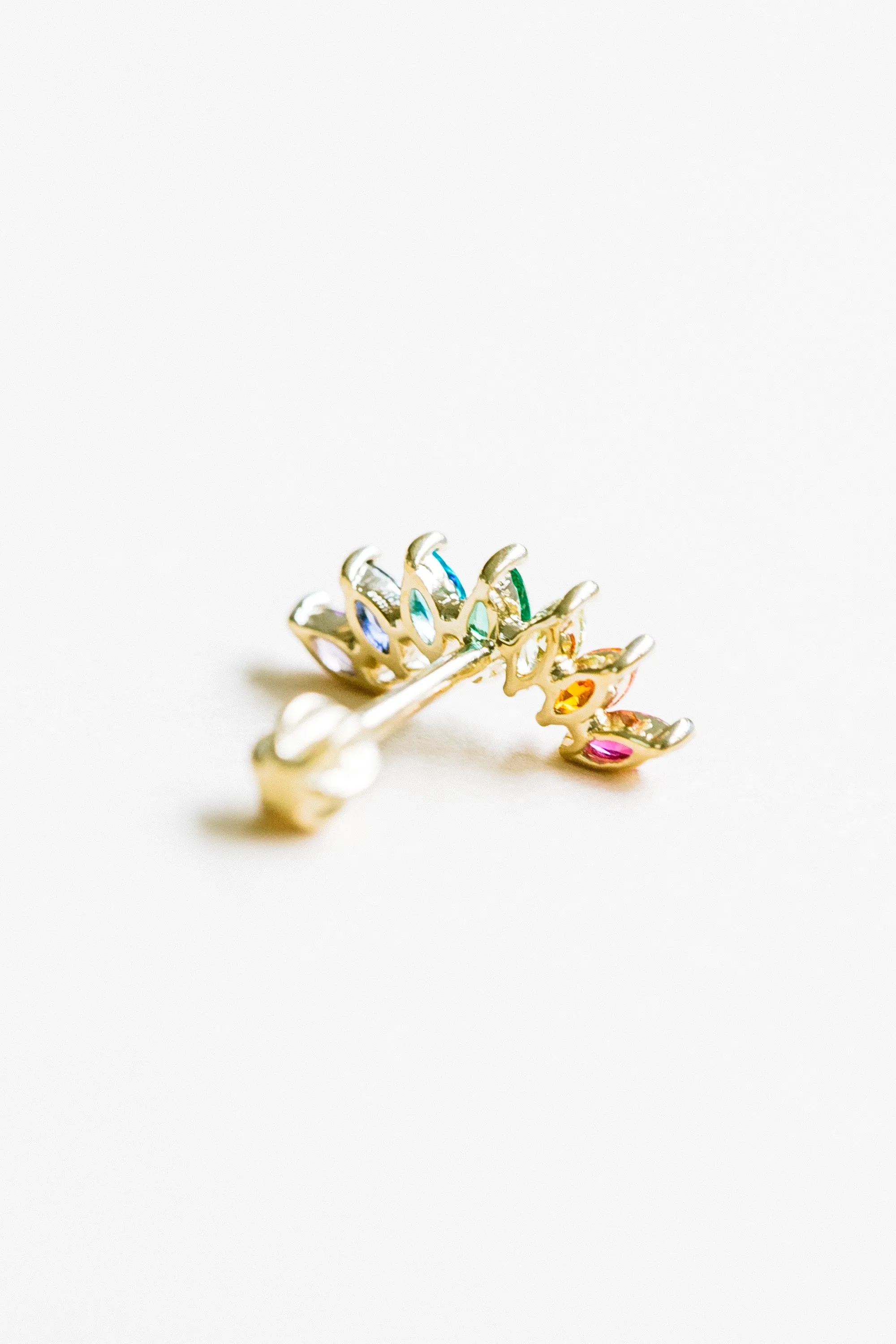 14K 18K Solid Gold Rainbow Marquise Cz Tiara Crown Stud Cartilage Tragus Helix Piercing