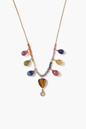 14k Rainbow Necklace Sapphire Mix