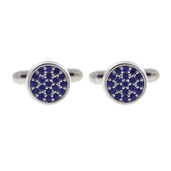 18k White Gold Blue Sapphire Cufflinks Redondo