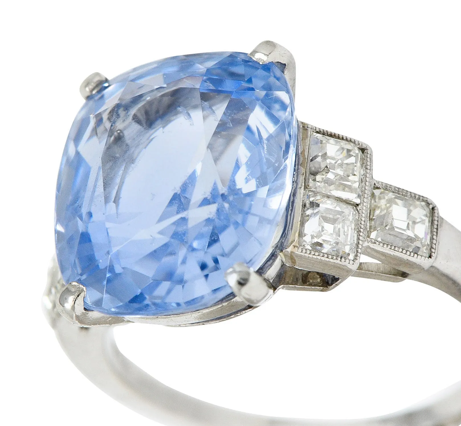 1950's Mid-Century 11.15 CTW No Heat Ceylon Sapphire Diamond Platinum Statement Ring GIA