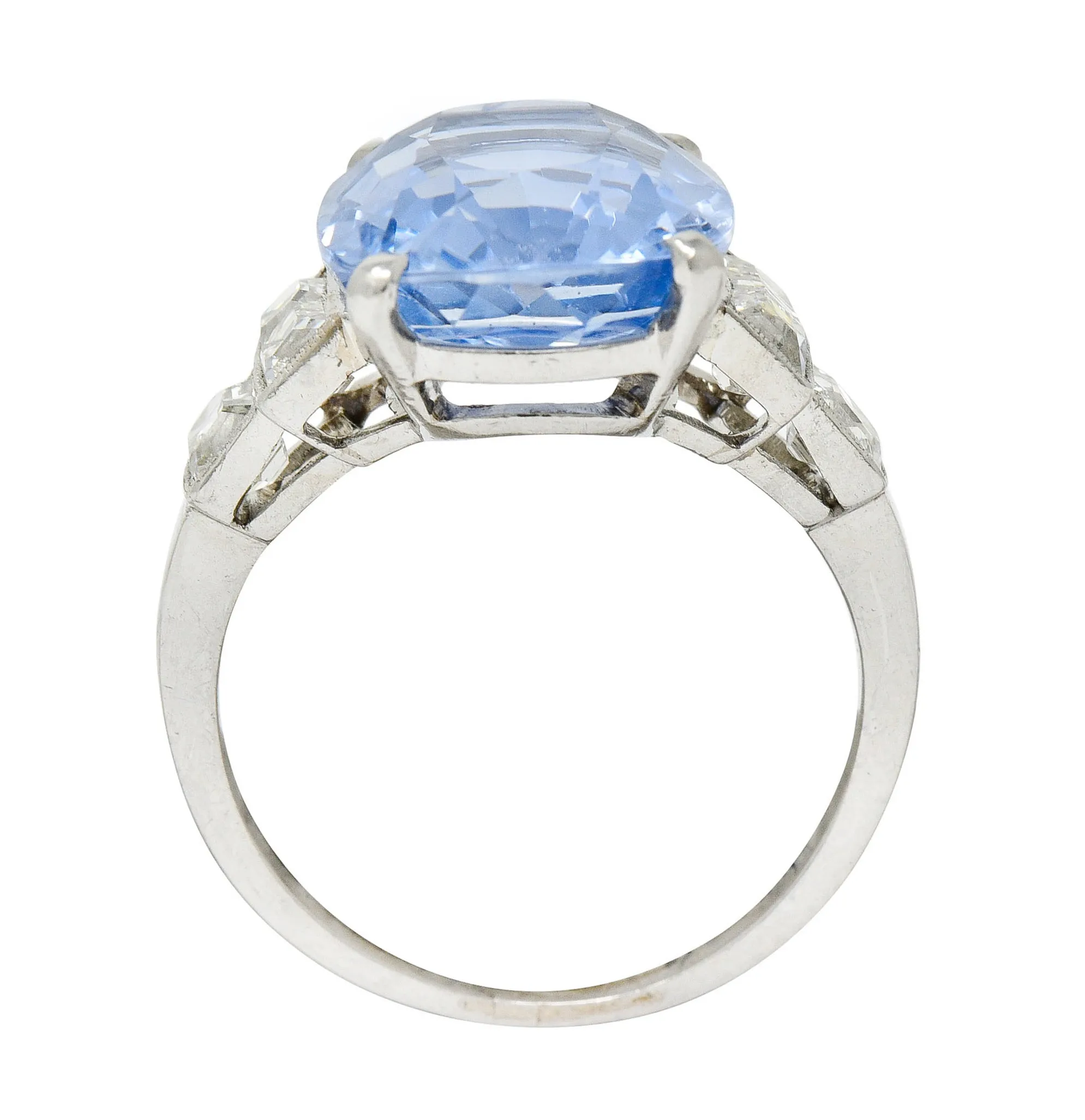 1950's Mid-Century 11.15 CTW No Heat Ceylon Sapphire Diamond Platinum Statement Ring GIA