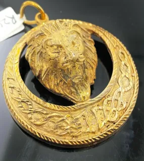 22k Pendant Solid Gold ELEGANT Exquisite Lion Face Men Pendant P2490