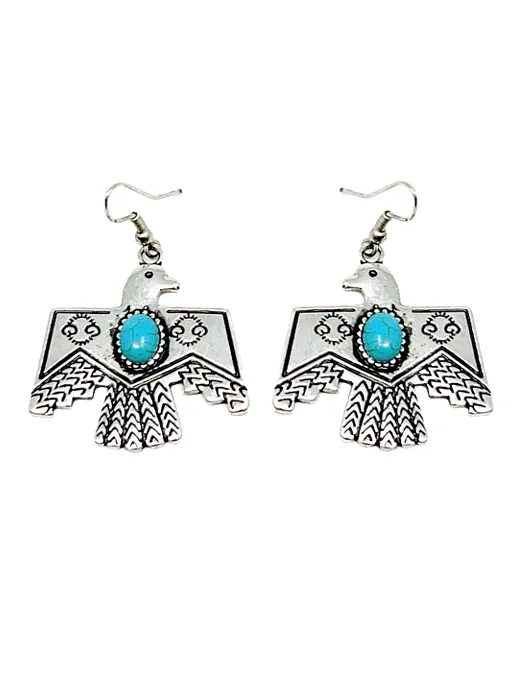 27 Western Style Turquoise Eagle Dangle Earrings