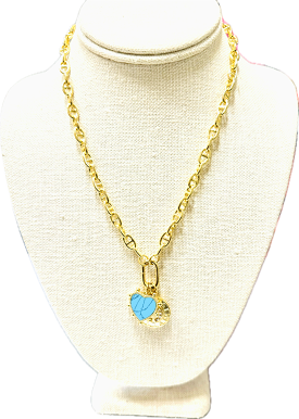 3-Charm Turquoise Heart Necklace