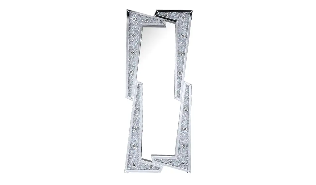 63 Mirrored & Faux Diamonds Lighted Irregular Accent Mirror