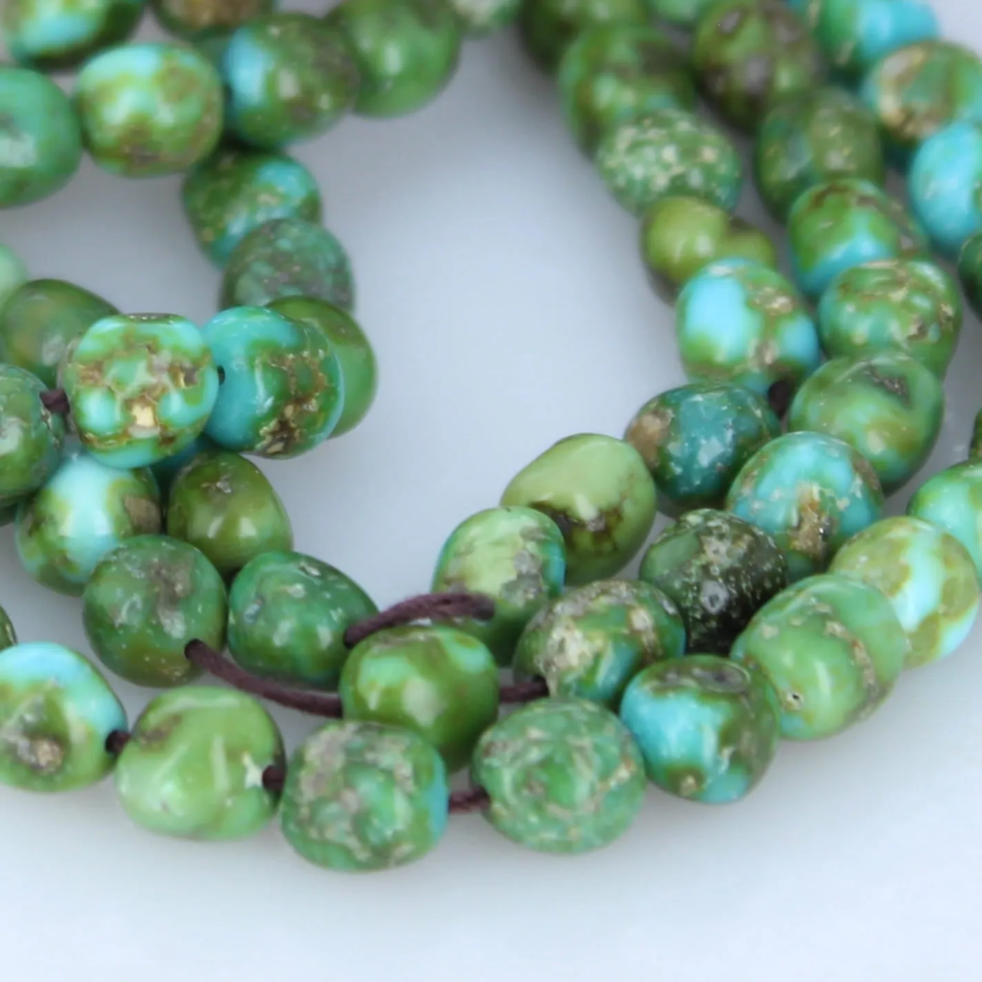 AAA Sonoran Gold Turquoise Beads Lime Green Blue Semi Round 6.5-7mm