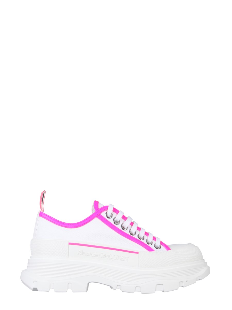 ALEXANDER McQUEEN    TREAD SLICK CANVAS LEATHER TRIM SNEAKERS