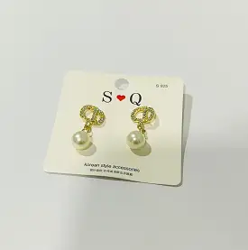 Alphabet Earrings Women's Luxury Gold Color Pearl Stud Earrings S2466965