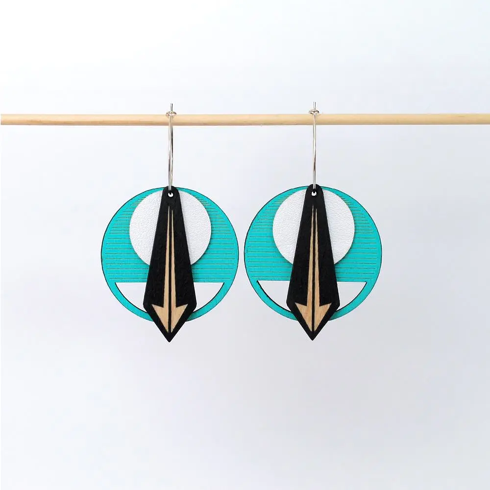 Architectural Lightweight Leather + Birch earring: Arrow