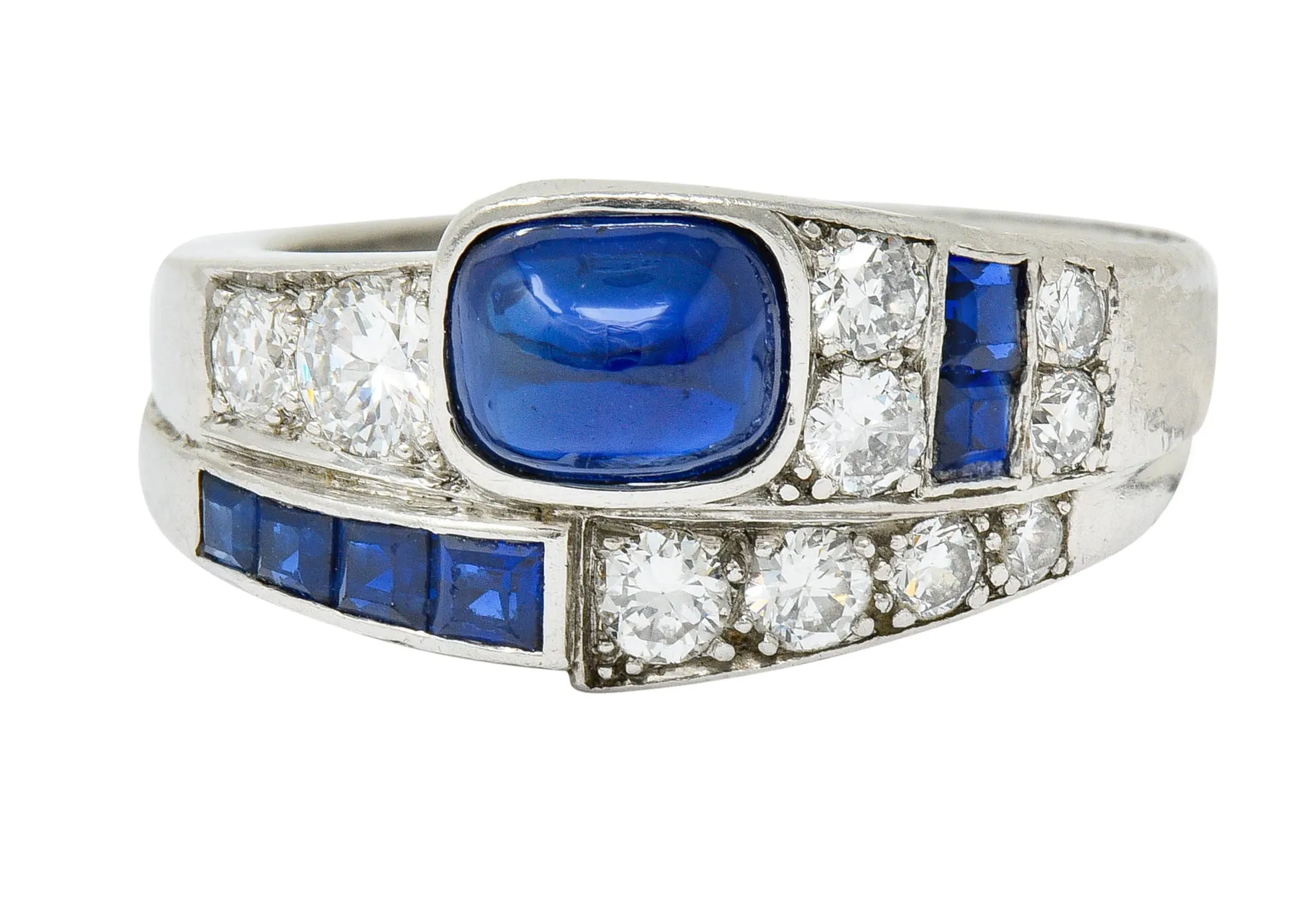 Art Deco Maurice Tishman Sapphire Diamond Platinum Band Ring