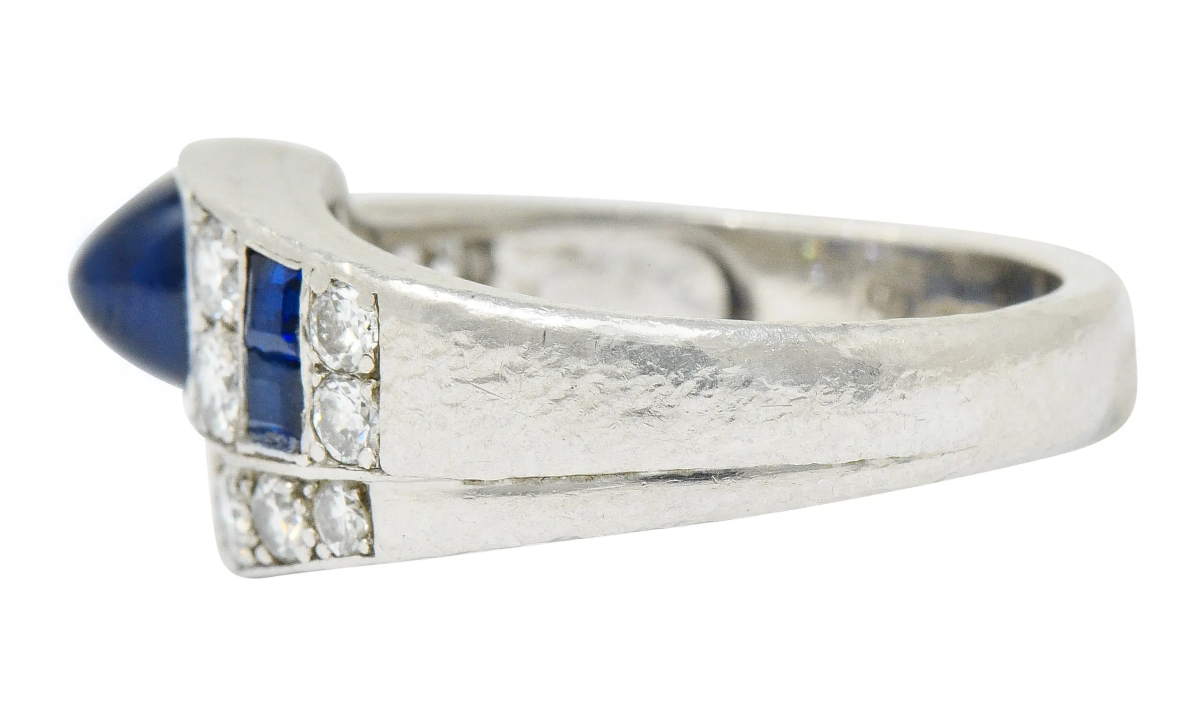 Art Deco Maurice Tishman Sapphire Diamond Platinum Band Ring