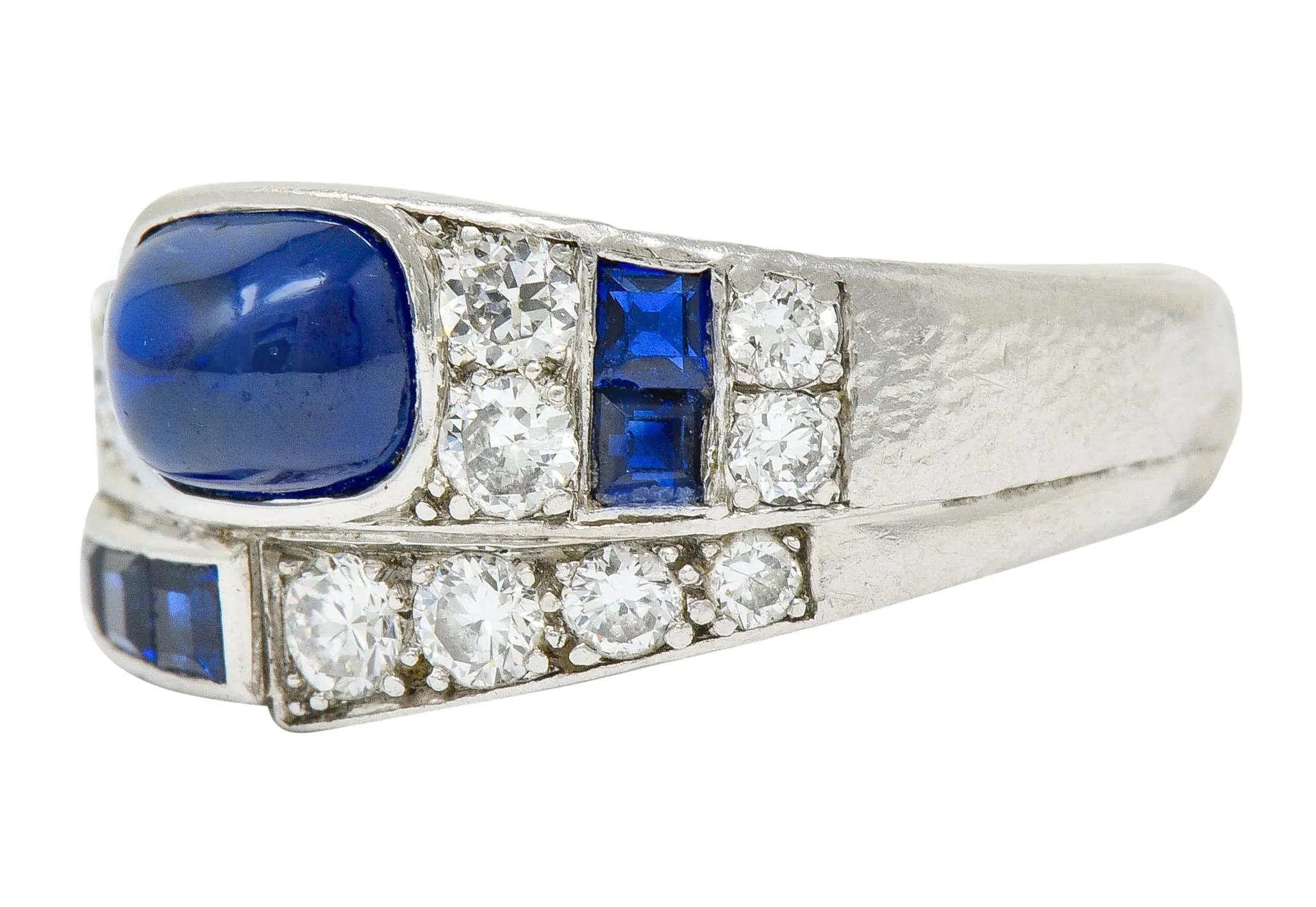 Art Deco Maurice Tishman Sapphire Diamond Platinum Band Ring