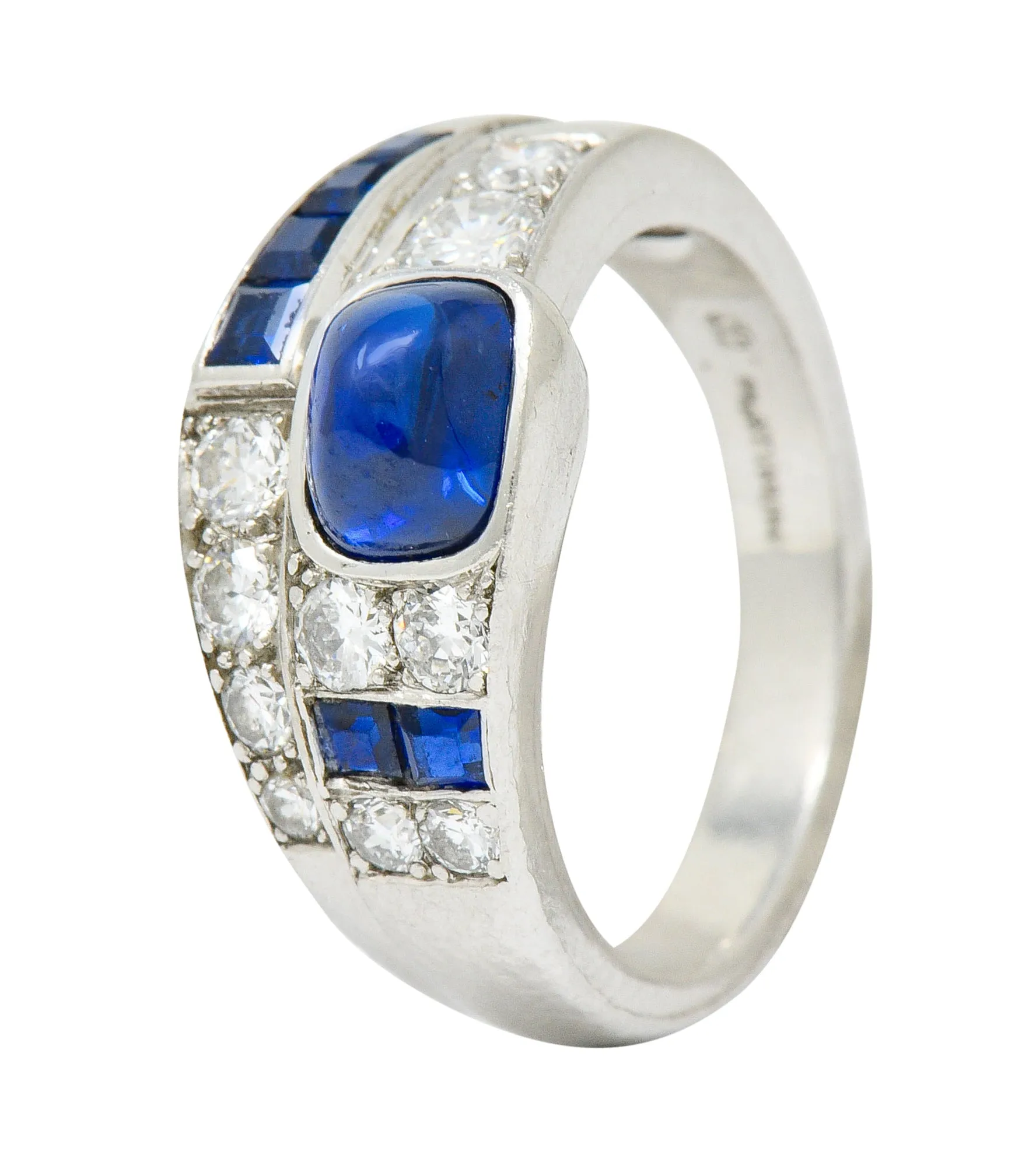 Art Deco Maurice Tishman Sapphire Diamond Platinum Band Ring