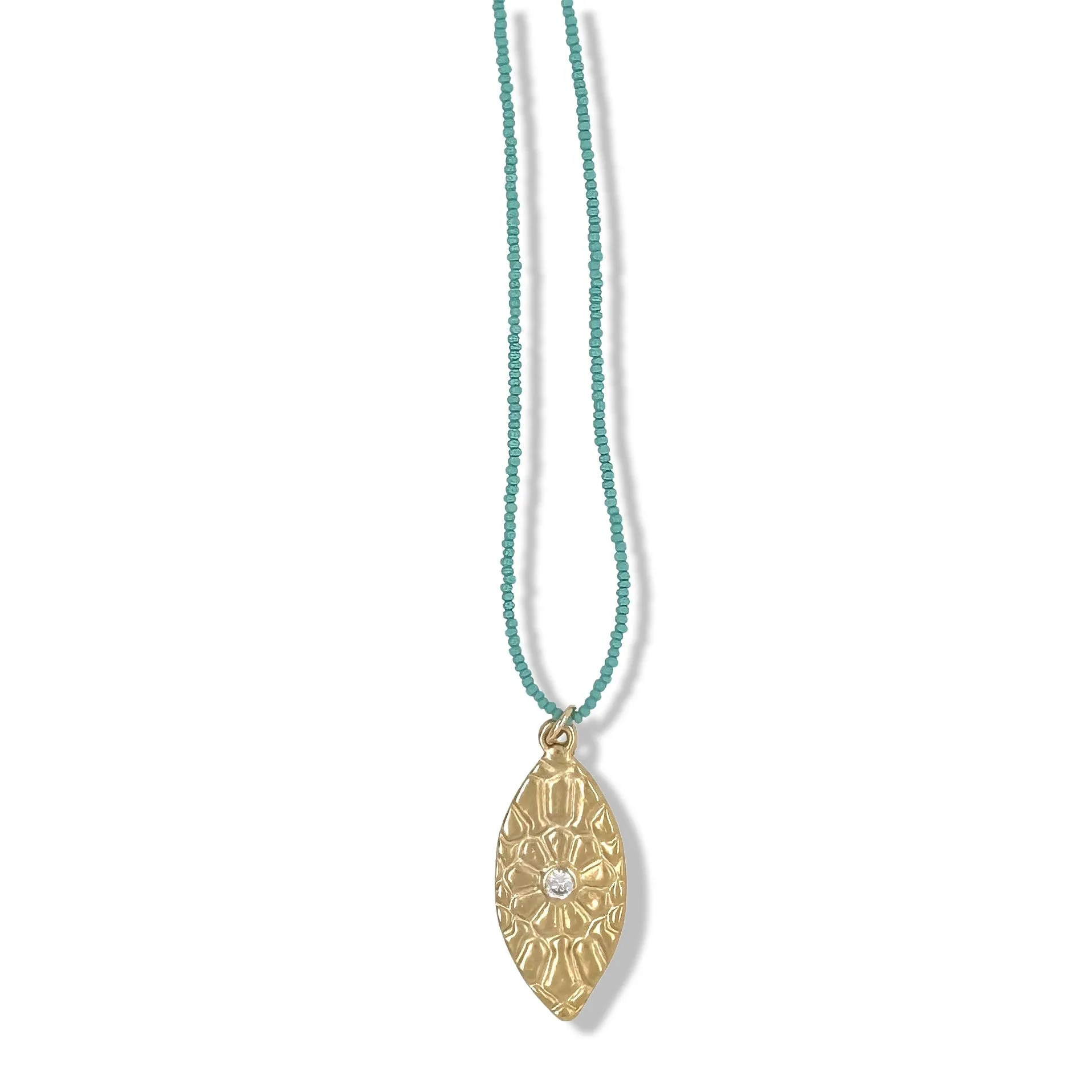 AZIZA NECKLACE IN GOLD ON TURQUOISE BEADS