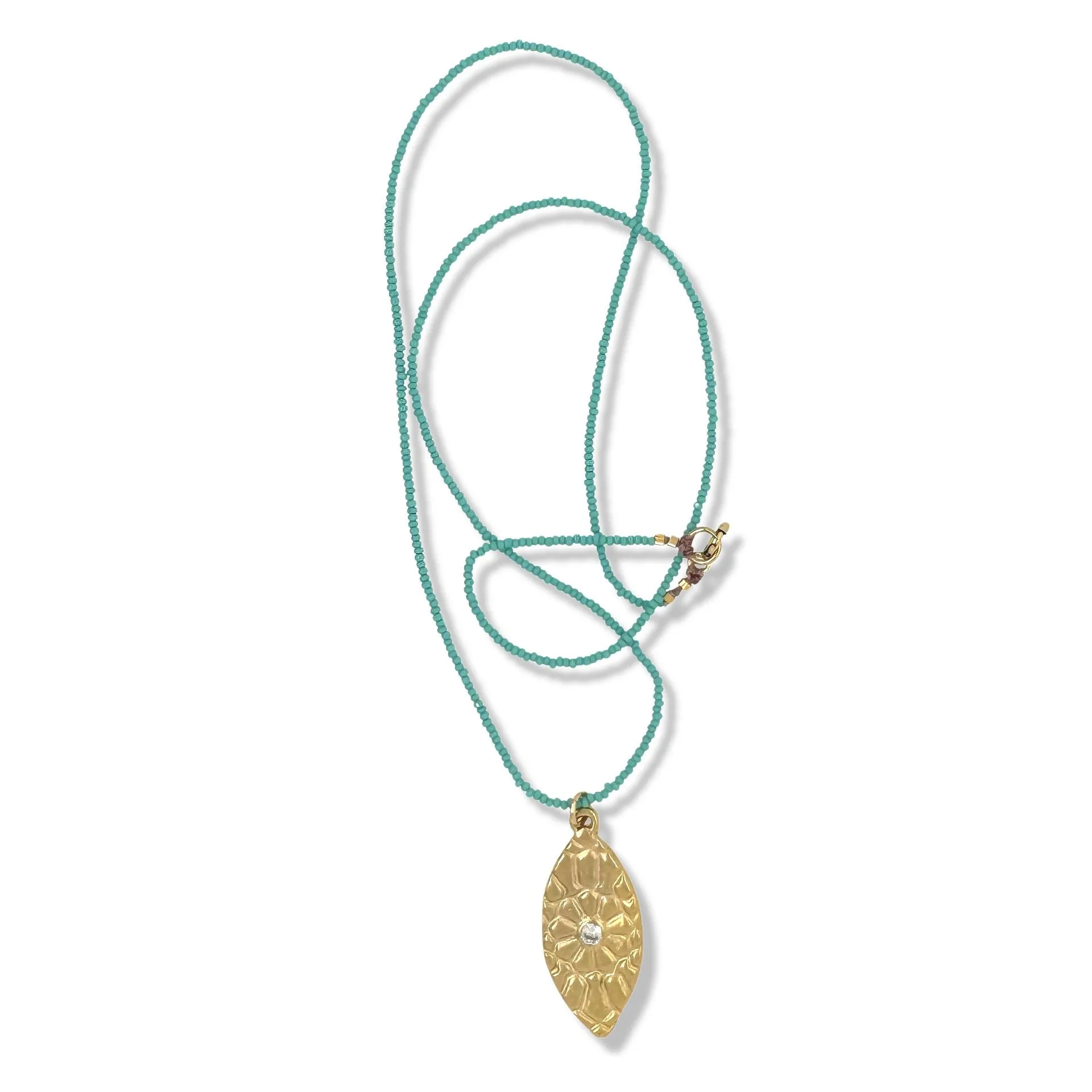 AZIZA NECKLACE IN GOLD ON TURQUOISE BEADS