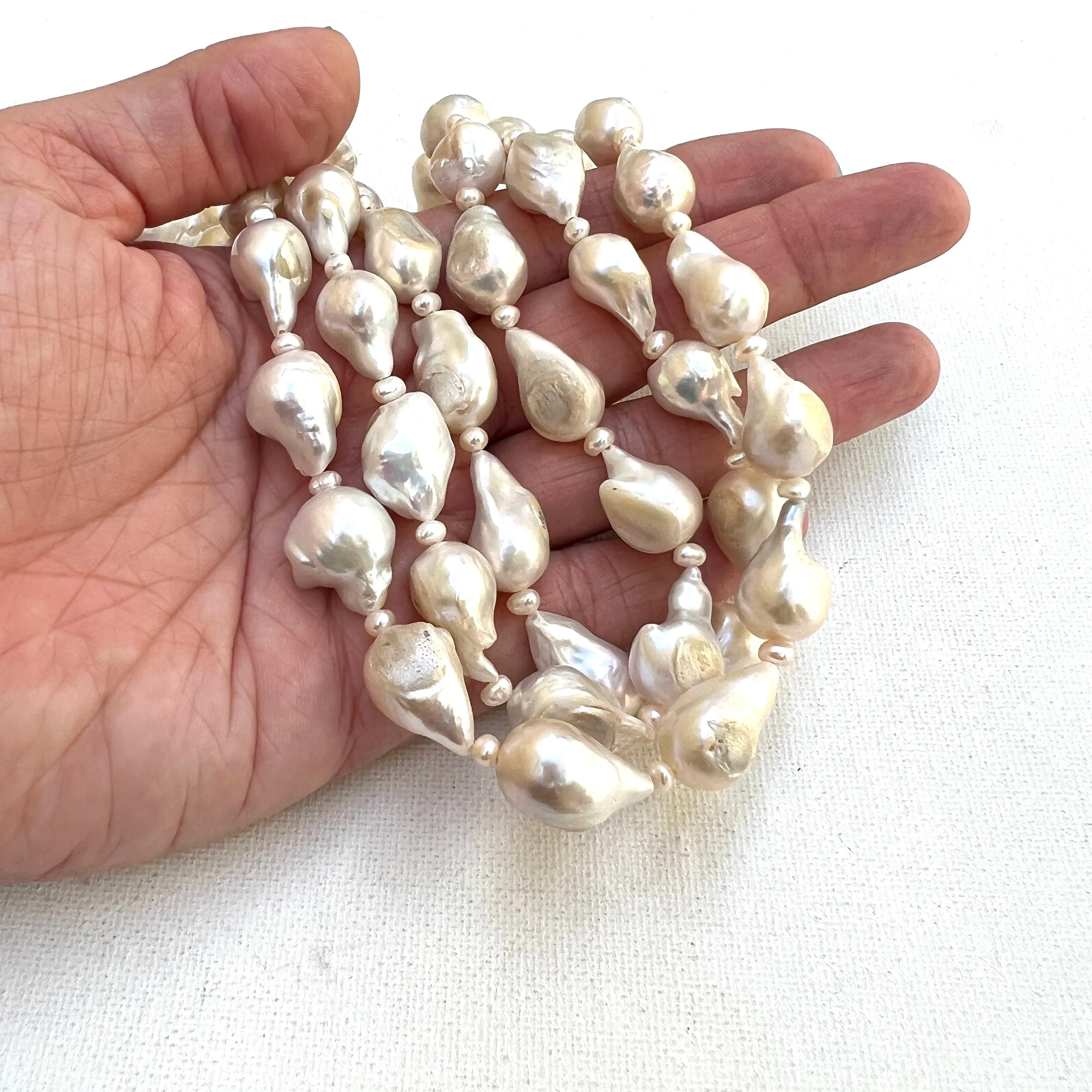 Baroque Pearl Strand with Pearl Spacers