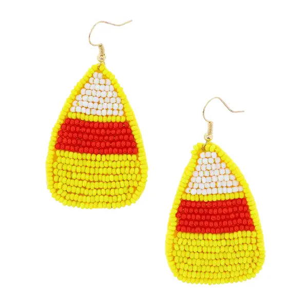 BEADED CANDY CORN EARRING