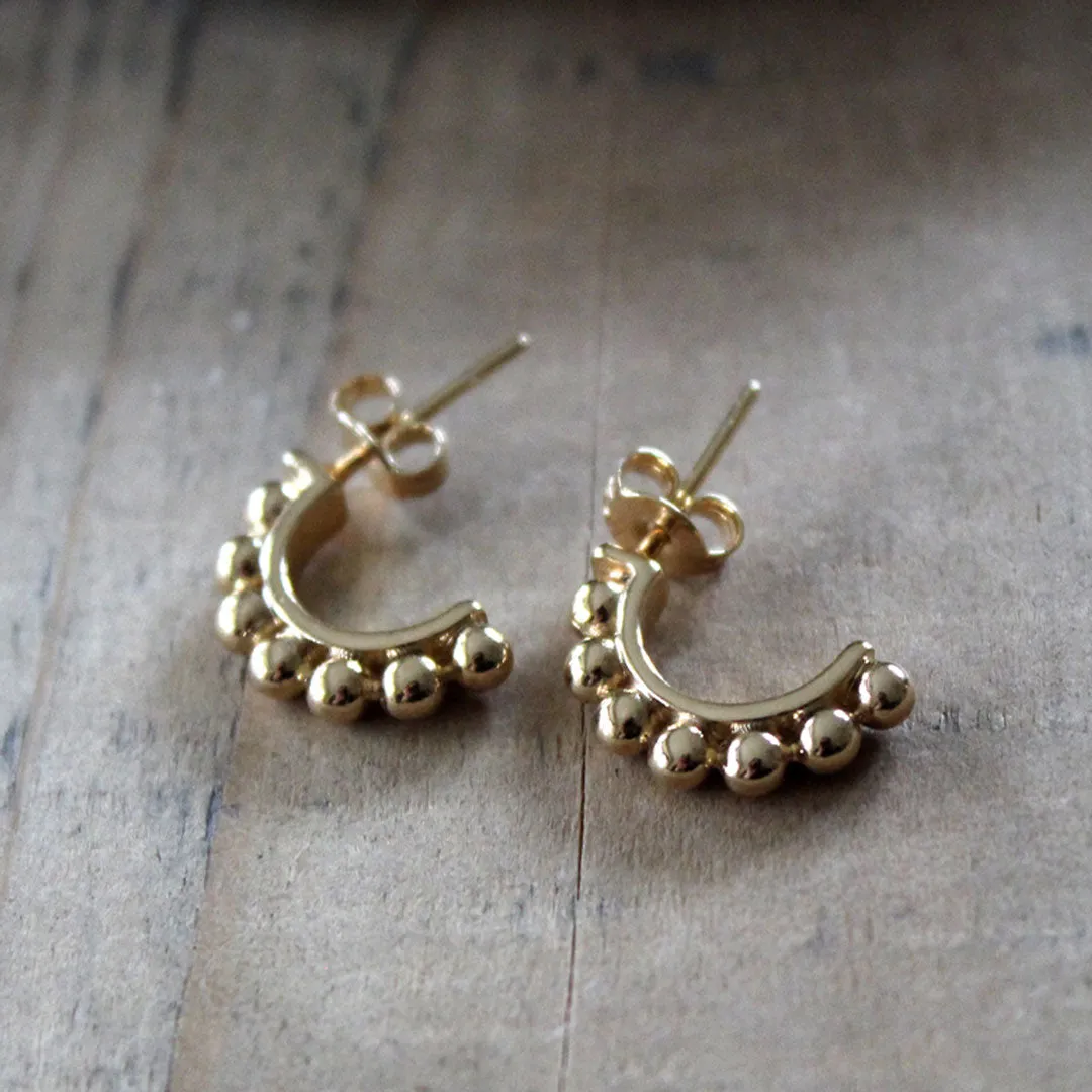 Beaded Gold Hoops