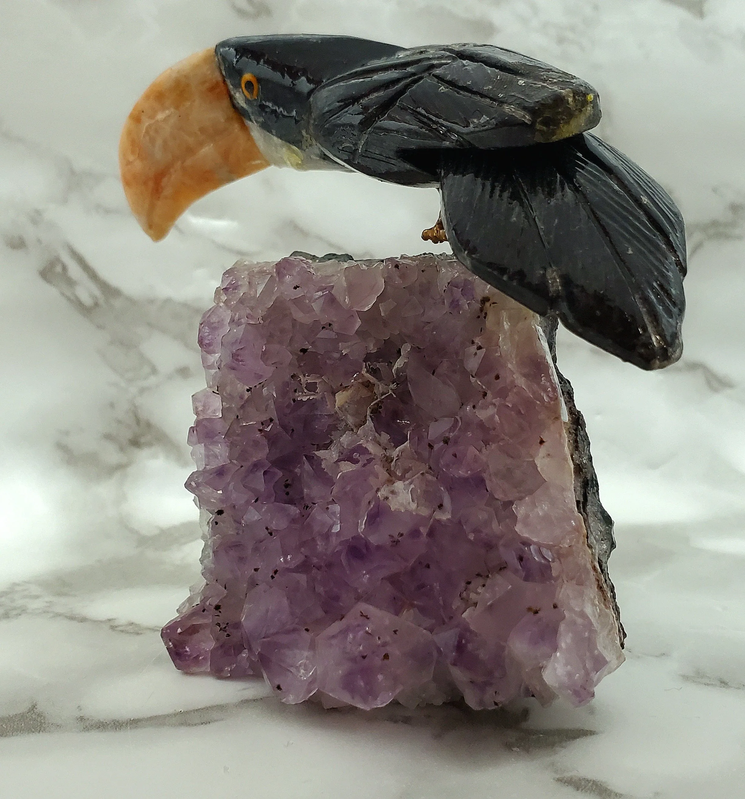 Bird Animal Carving on Amethyst