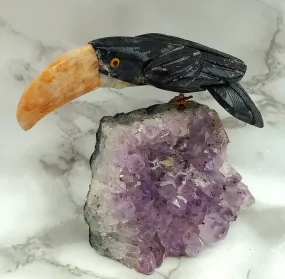 Bird Animal Carving on Amethyst