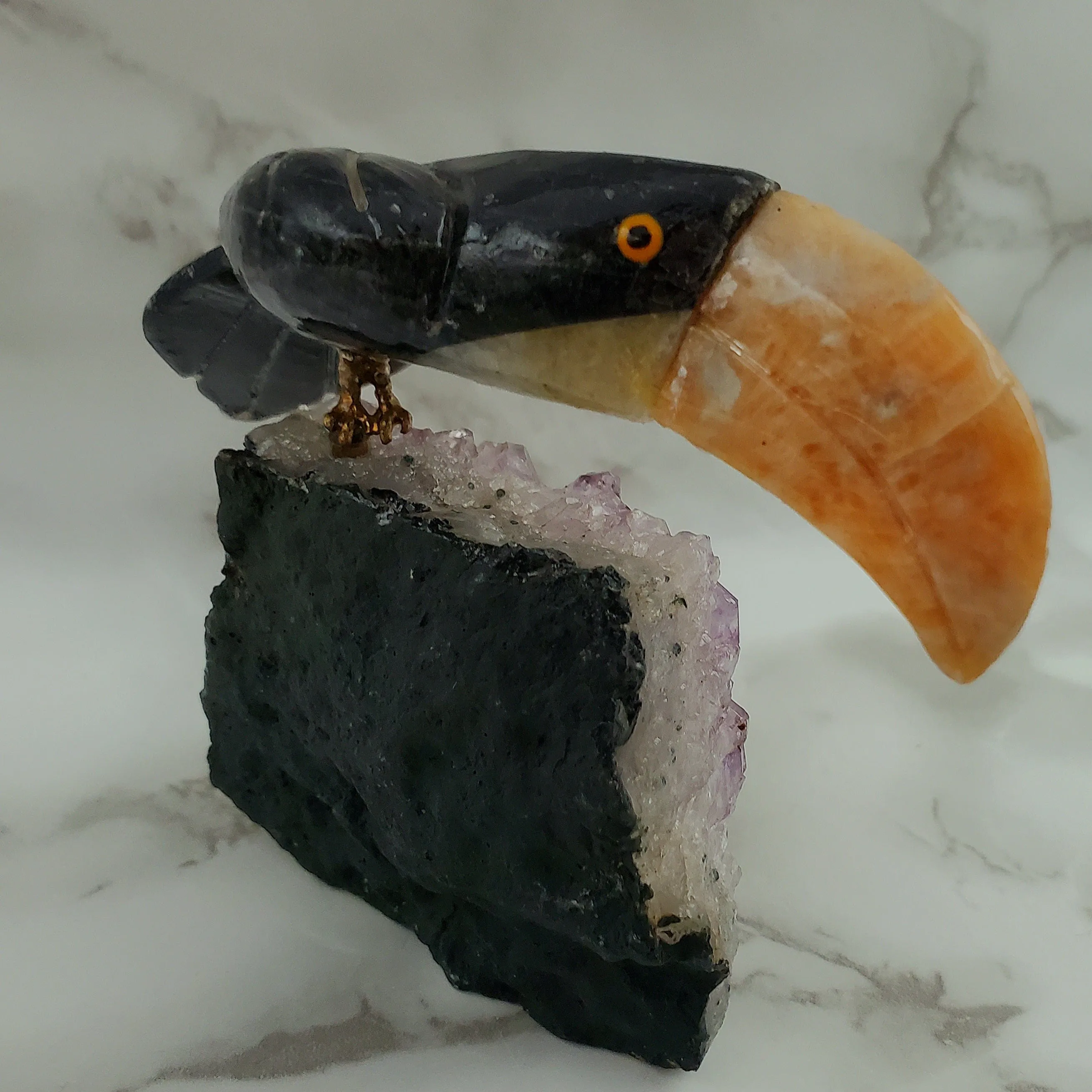 Bird Animal Carving on Amethyst