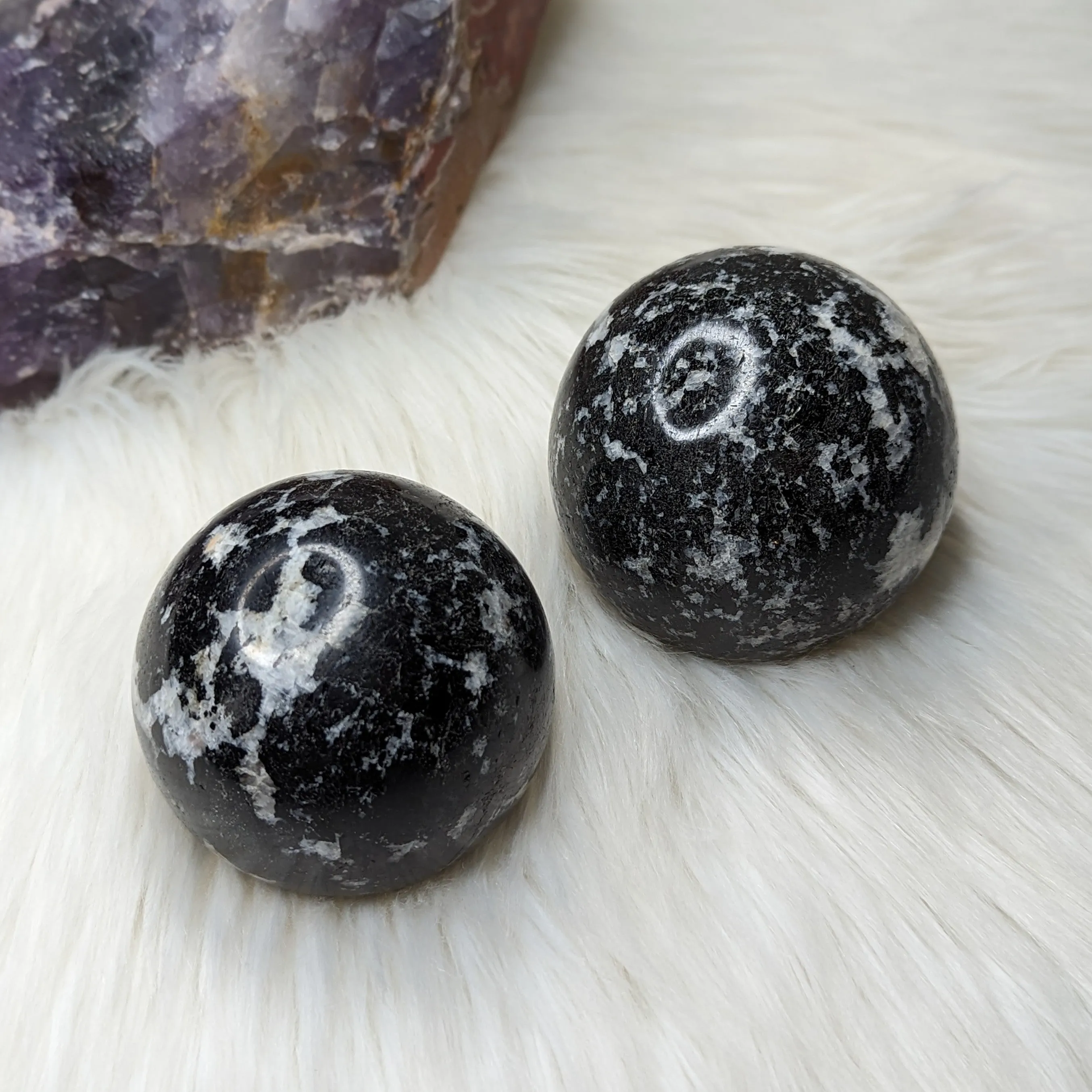 Black Tourmaline with Quartz Sphere Carving ~ Large