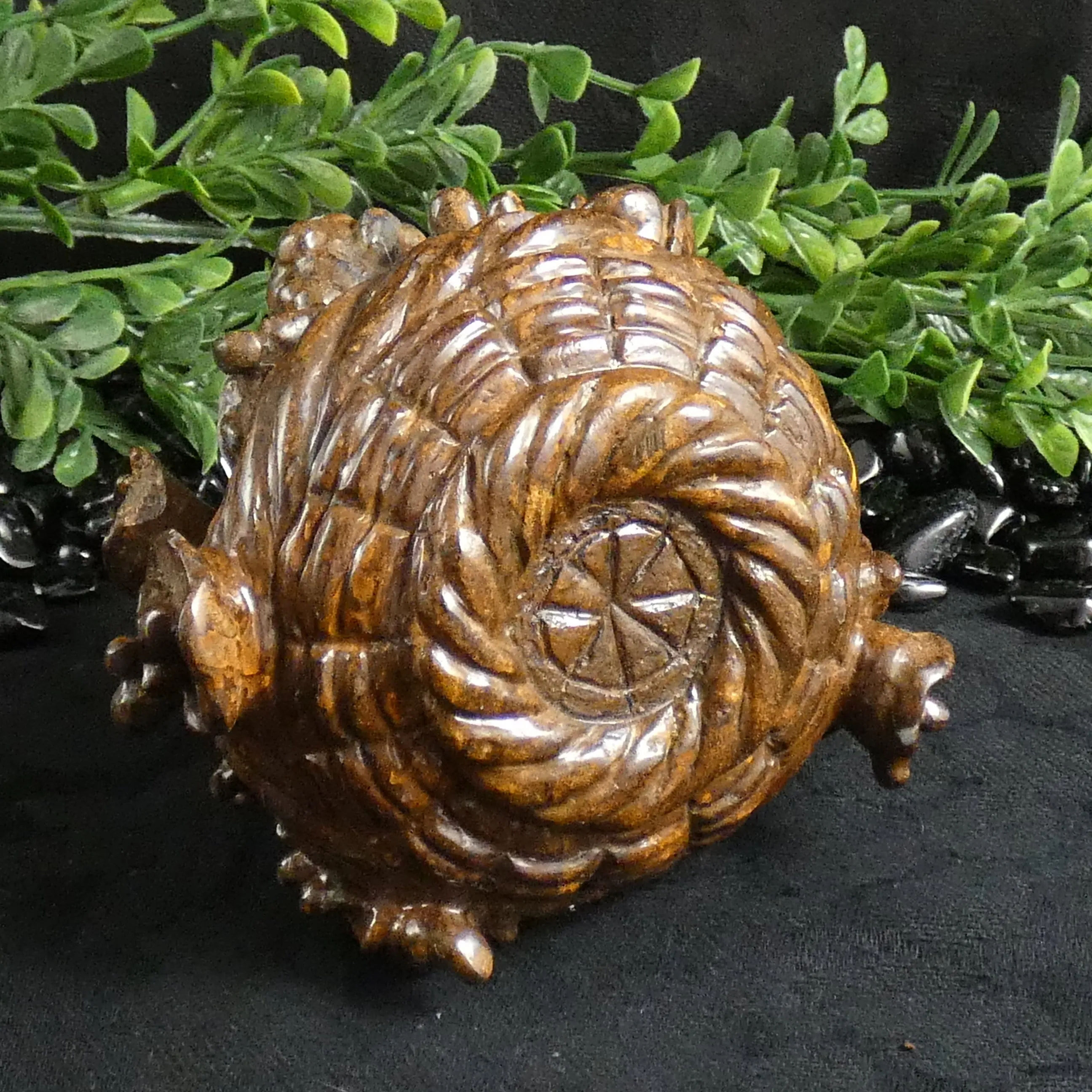 Boulder Opal Flower Basket Carving