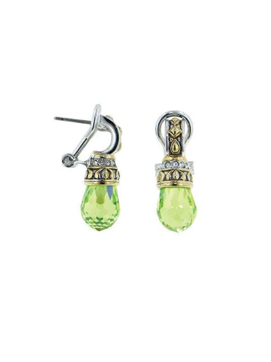 Briolette Drop Peridot Post Clip Earrings by John Medeiros