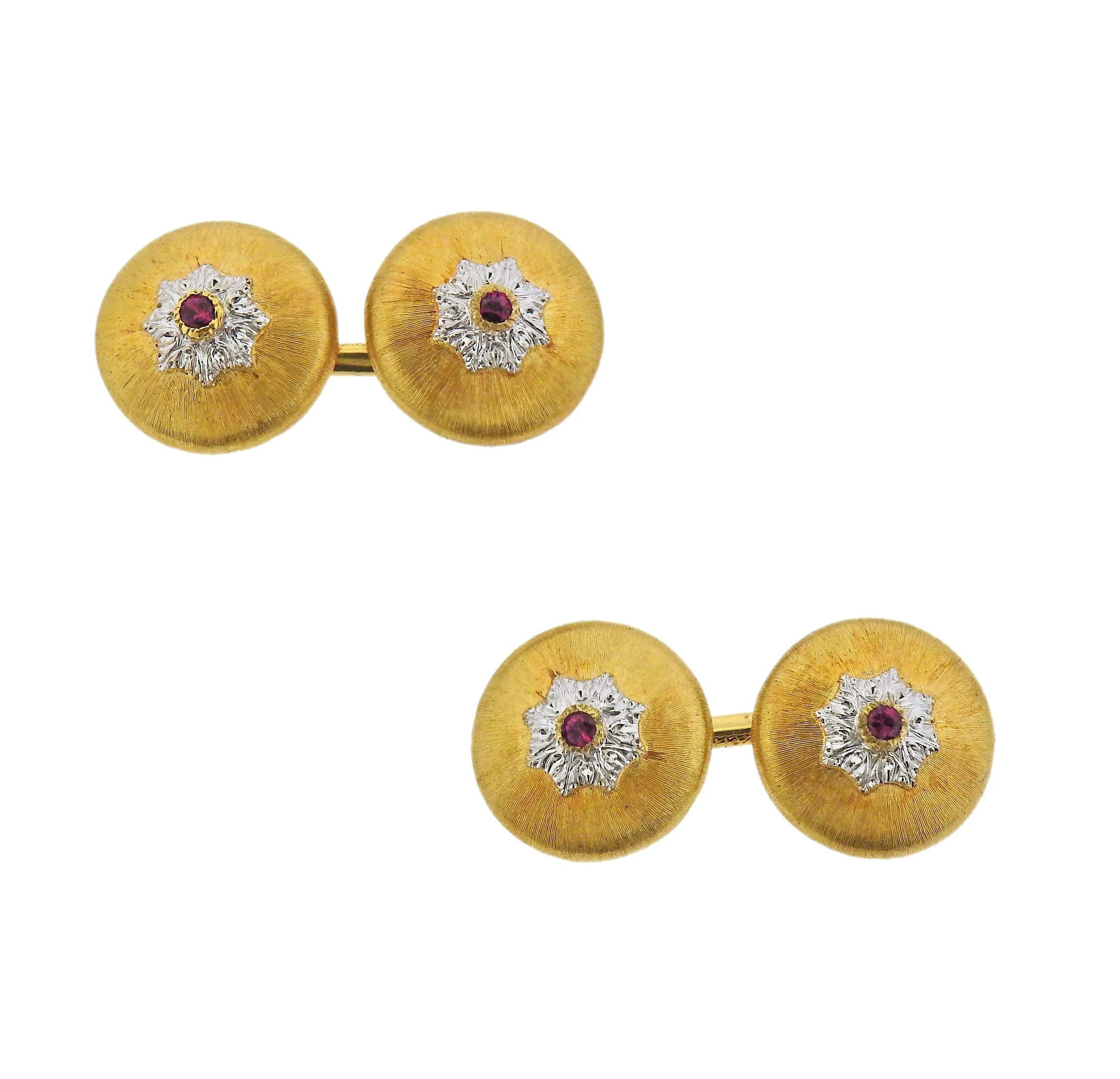 Buccellati Gold Ruby Cufflinks