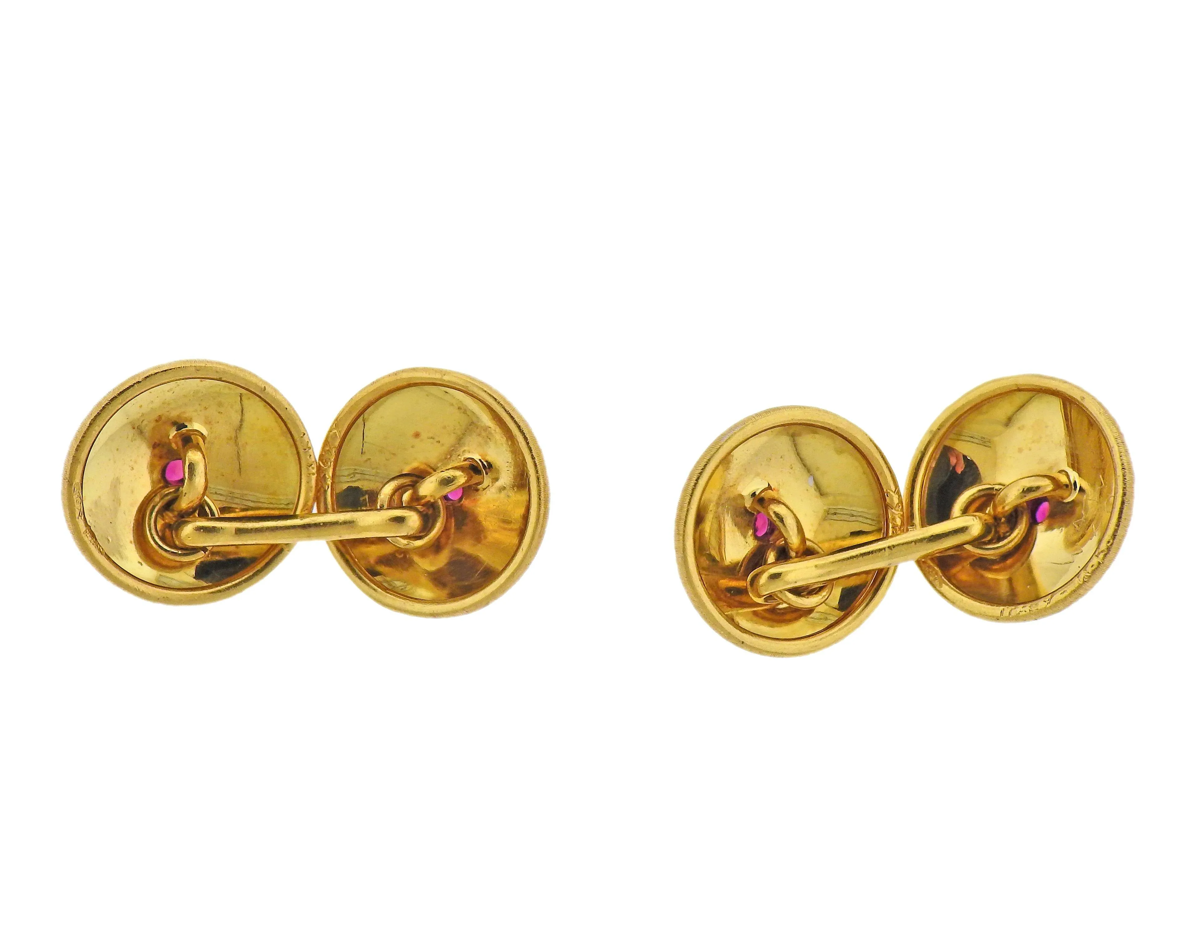 Buccellati Gold Ruby Cufflinks