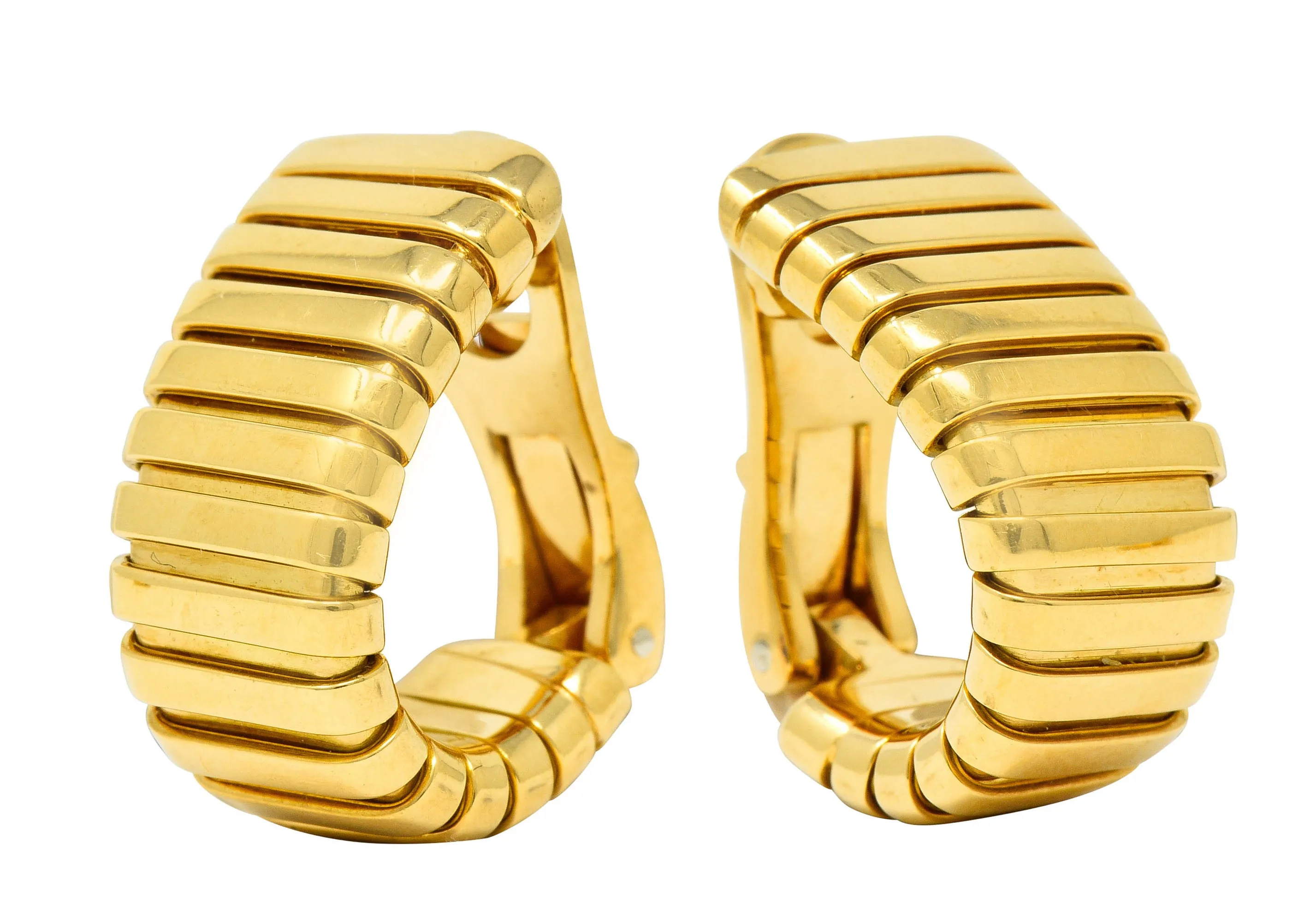 Bulgari 18 Karat Gold Tubogas Ear-Clip Vintage Earrings