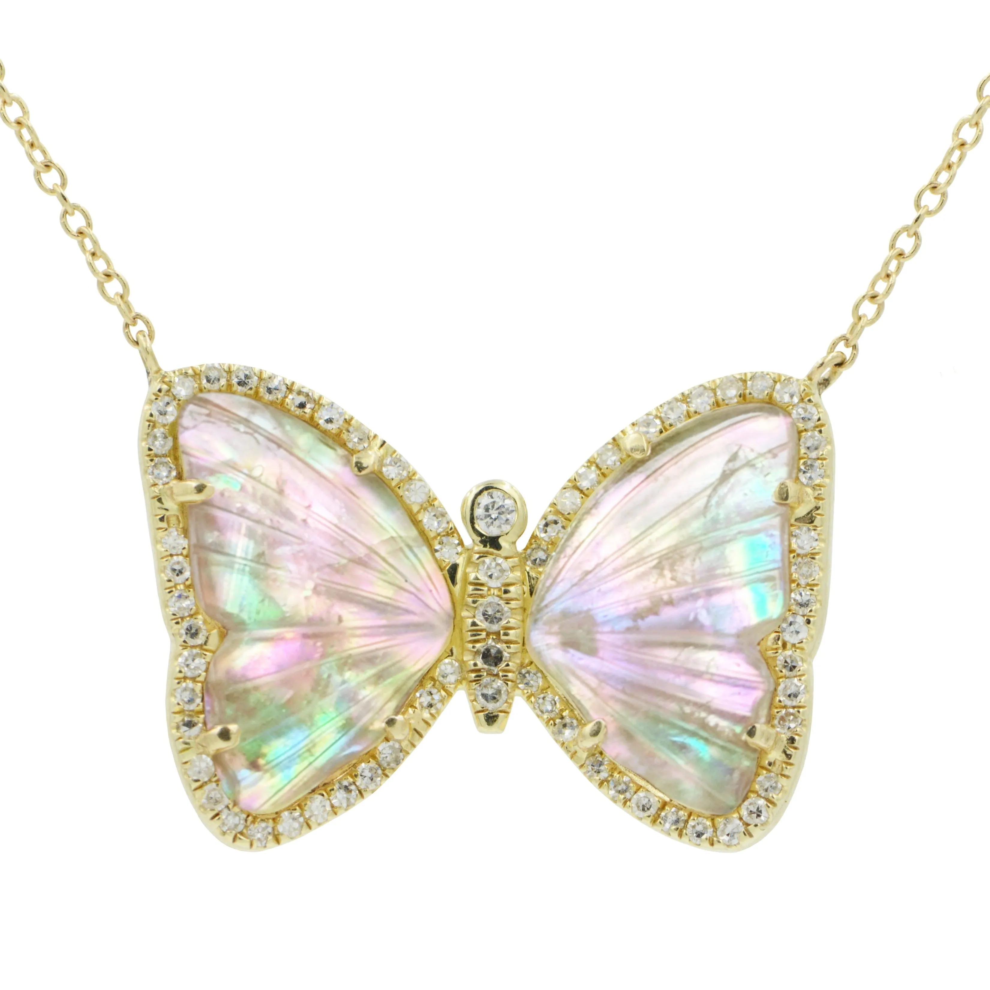 Butterfly Necklace With Tourmaline and Pearl