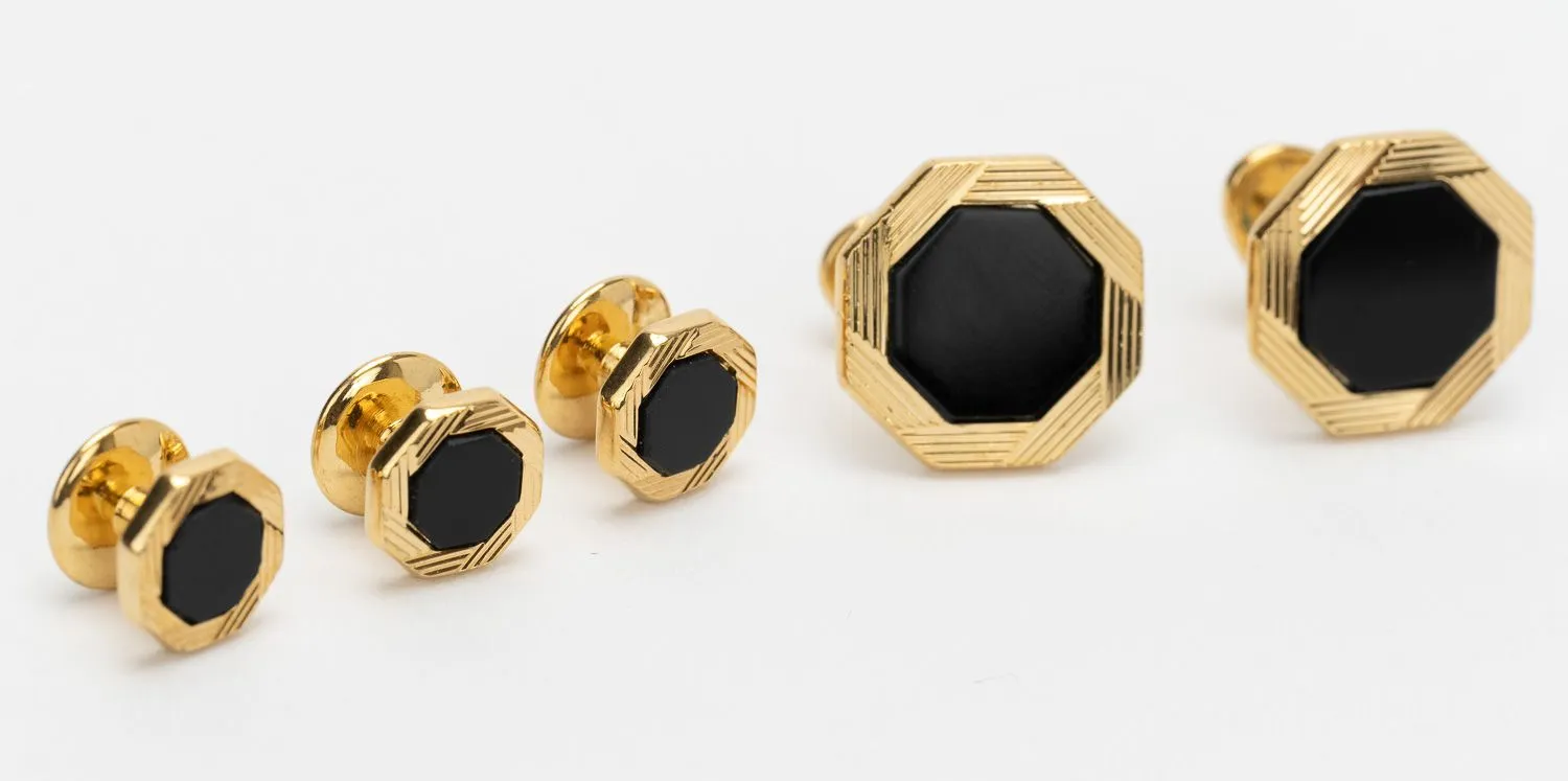 Cardin Black Gold Cufflinks Set