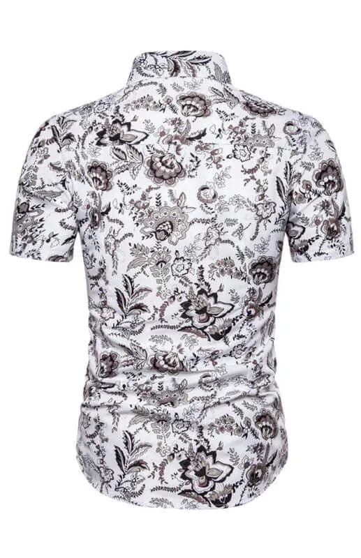 Casual Short Sleeve Printed Men Shirt