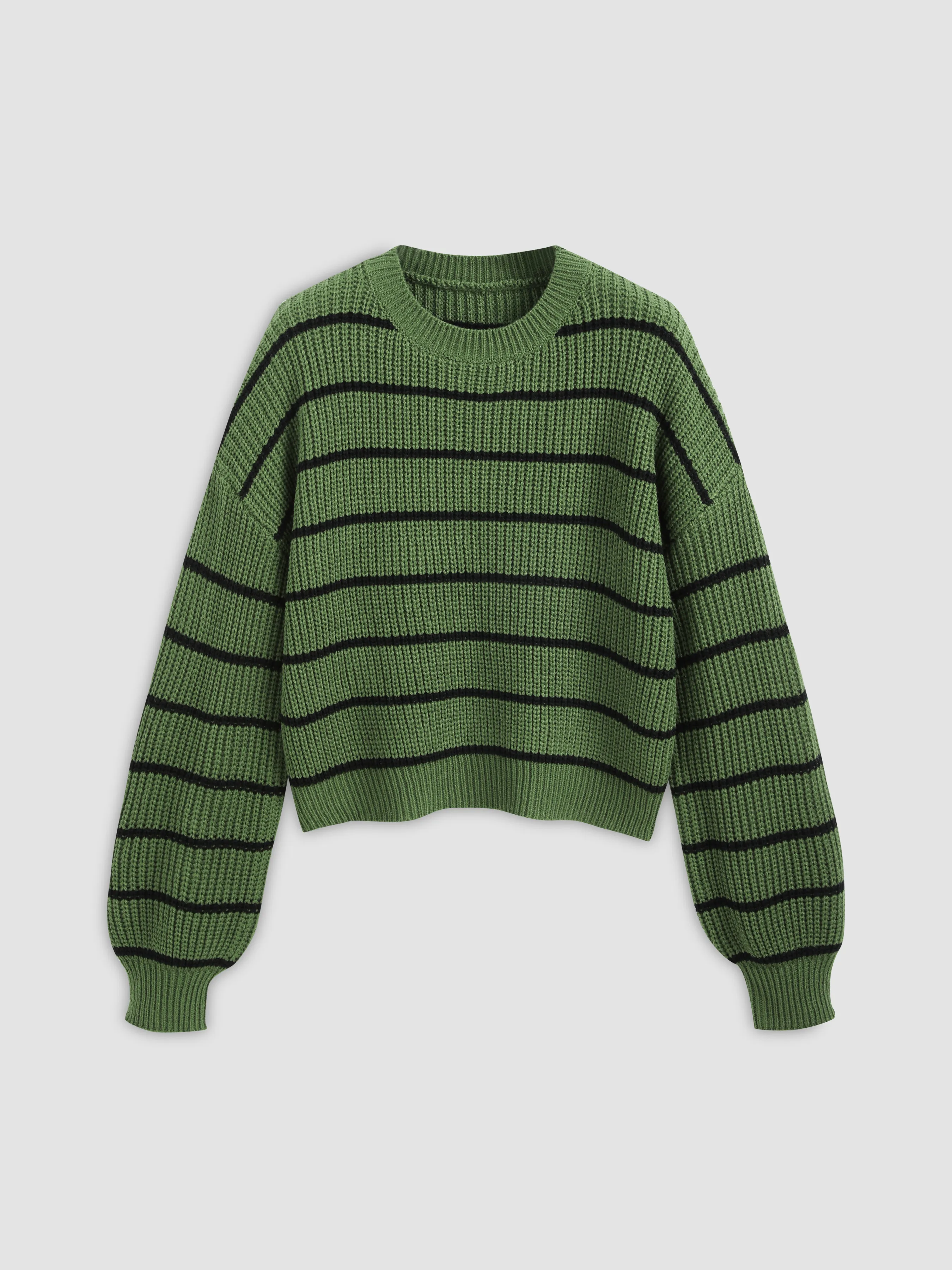 Cider  |Stripes Casual Style U-Neck Long Sleeves V-neck & Crew neck