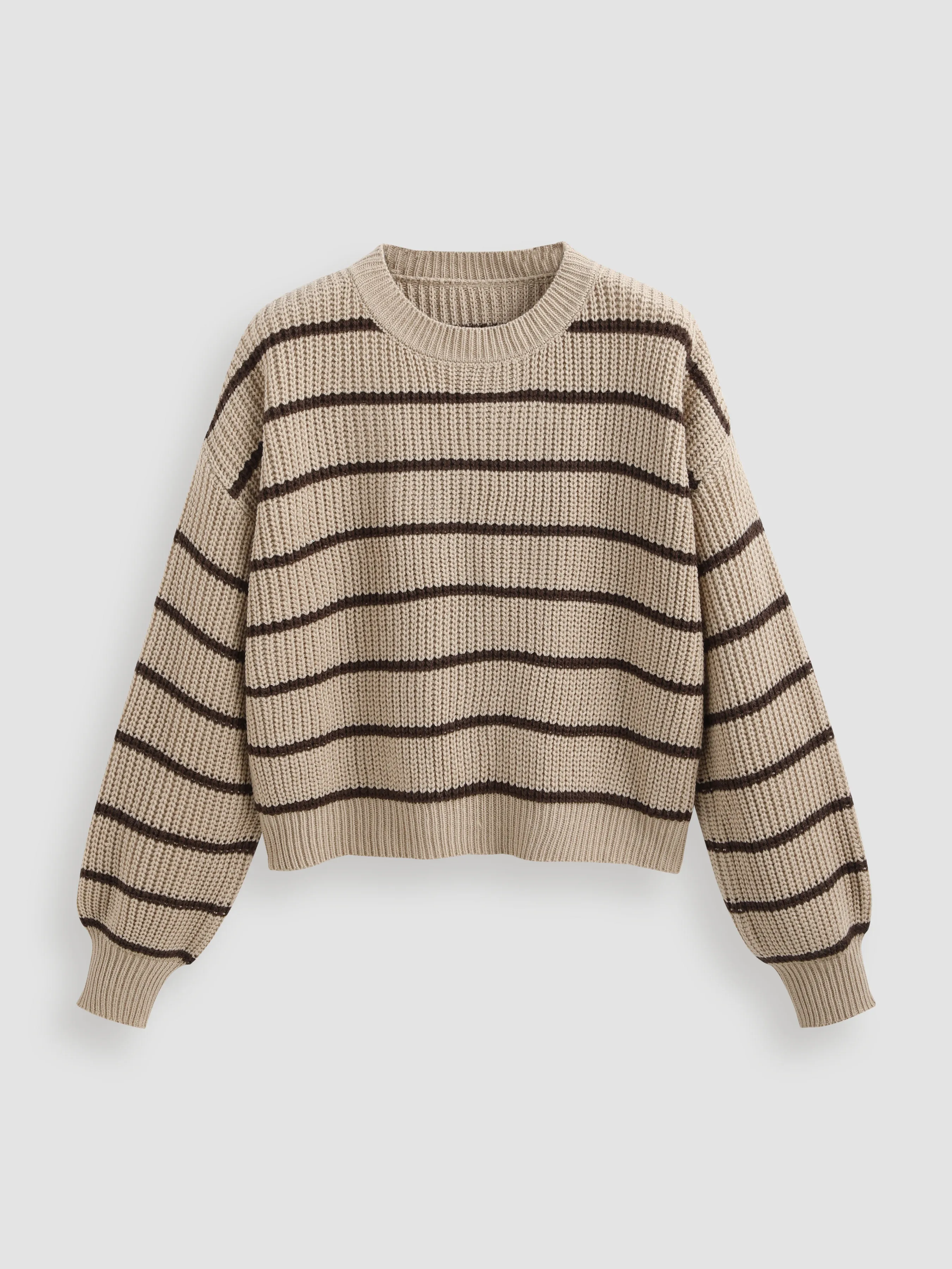 Cider  |Stripes Casual Style U-Neck Long Sleeves V-neck & Crew neck