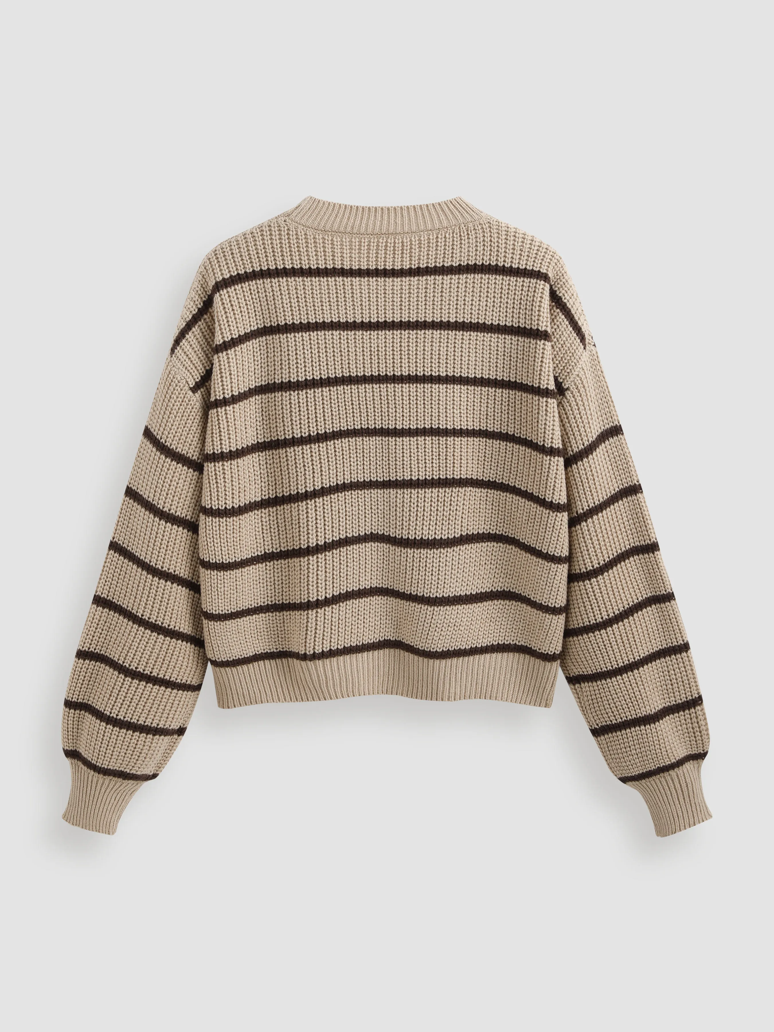 Cider  |Stripes Casual Style U-Neck Long Sleeves V-neck & Crew neck