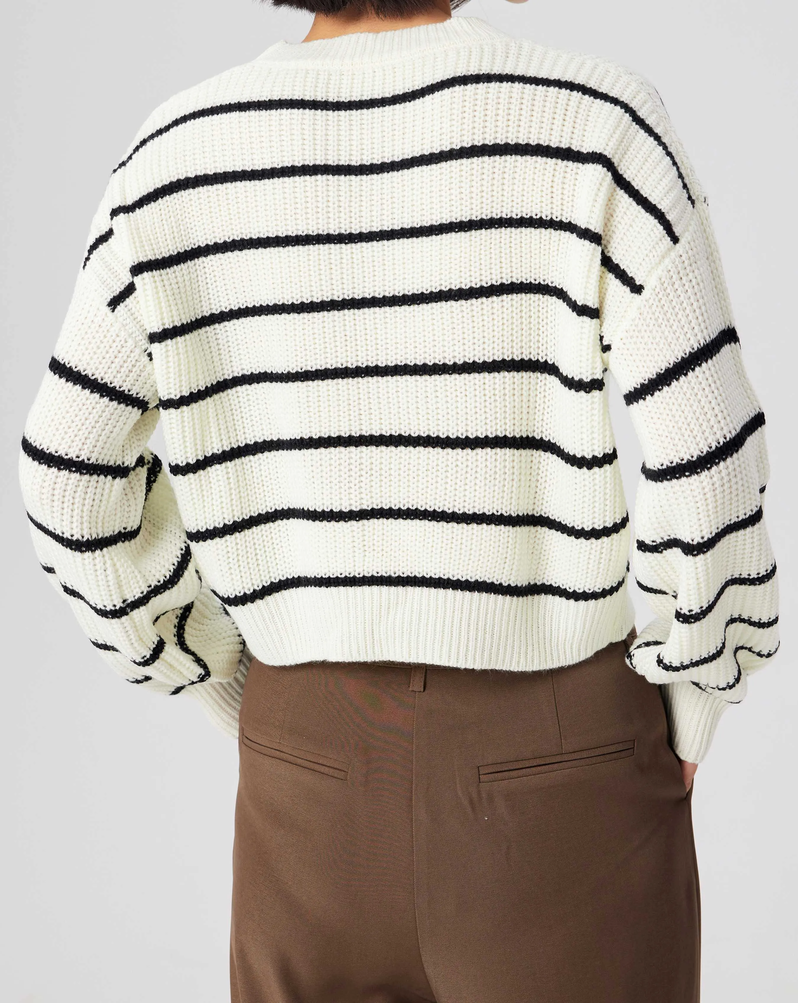 Cider  |Stripes Casual Style U-Neck Long Sleeves V-neck & Crew neck