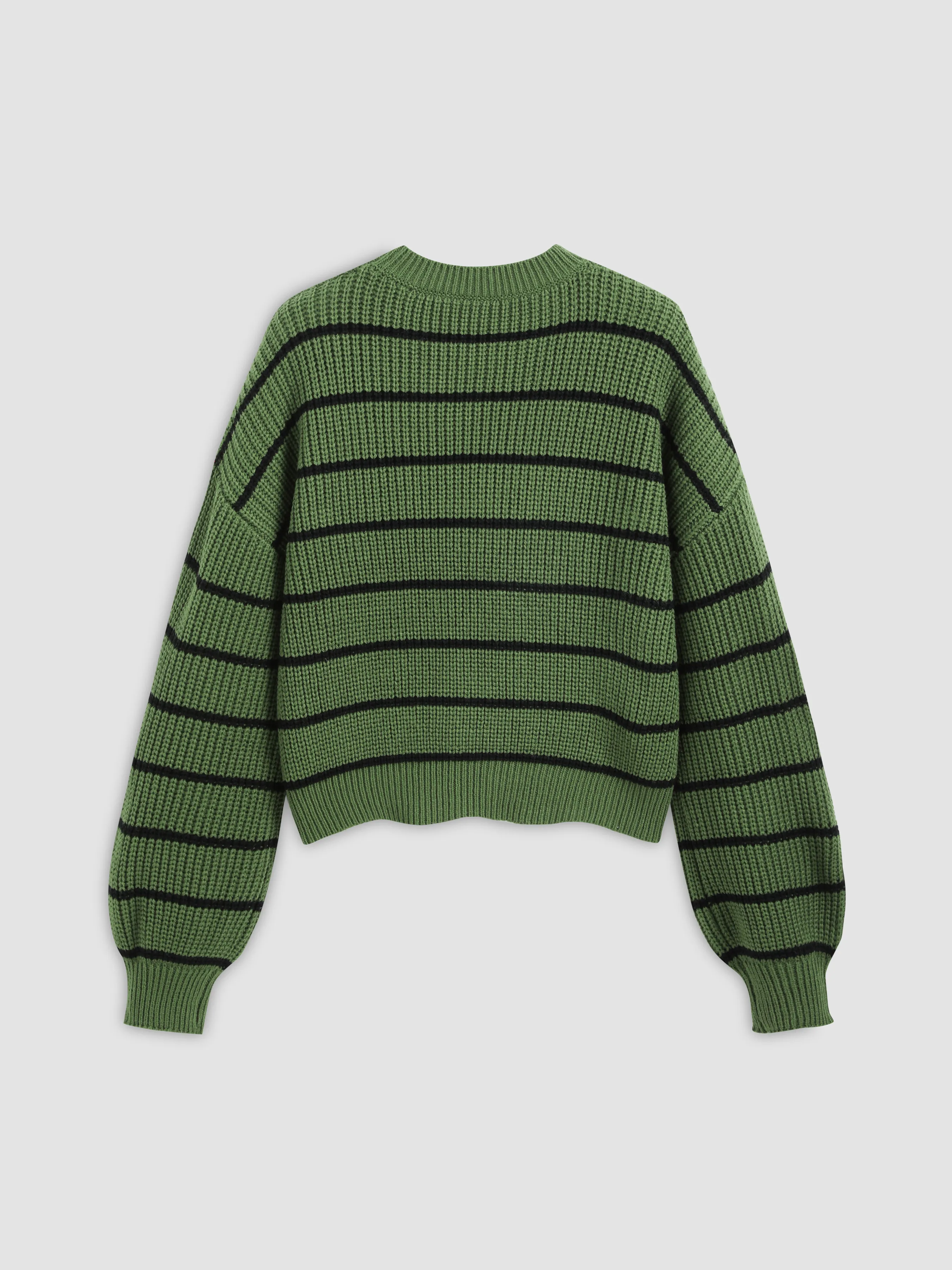 Cider  |Stripes Casual Style U-Neck Long Sleeves V-neck & Crew neck