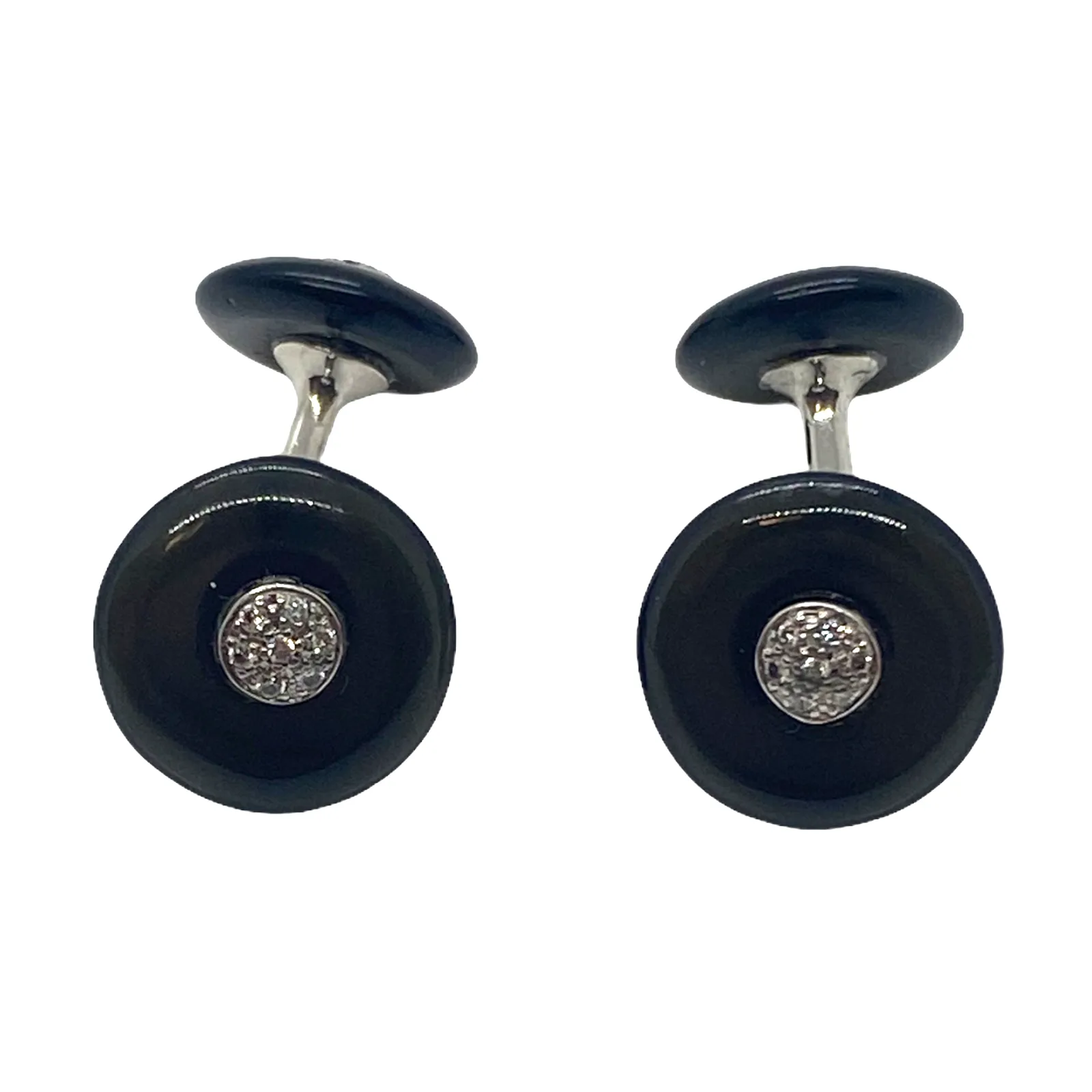 Classic Trianon Onyx Diamond Gold Cufflinks