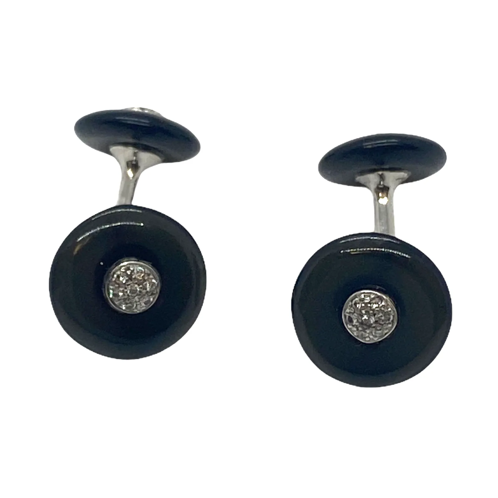 Classic Trianon Onyx Diamond Gold Cufflinks