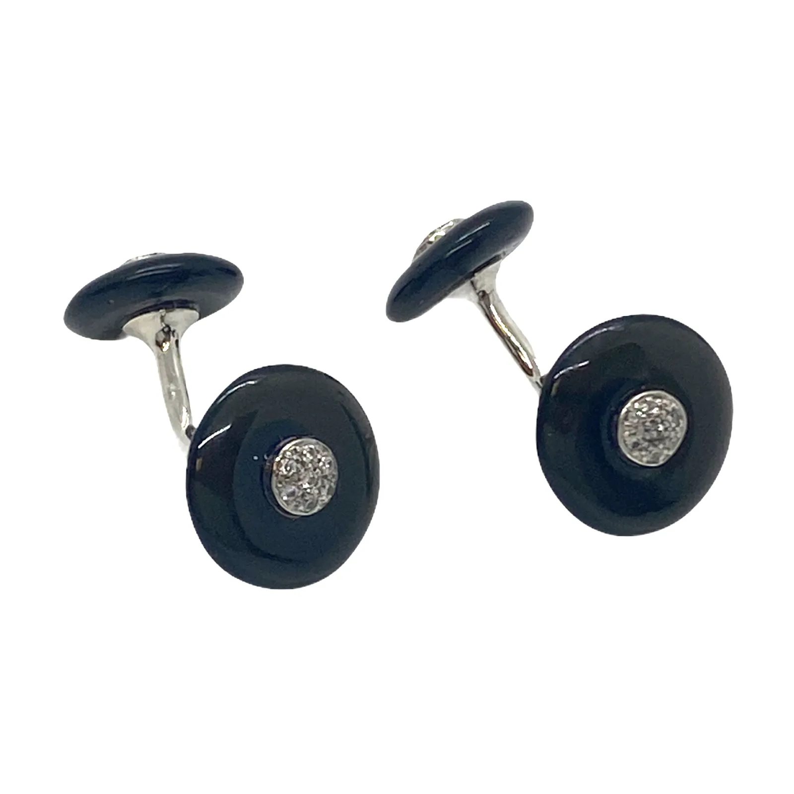 Classic Trianon Onyx Diamond Gold Cufflinks