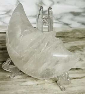 Clear Quartz Moon Carving