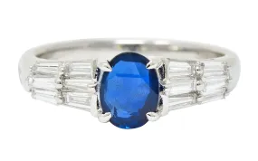 Contemporary 1.58 CTW No Heat Burma Sapphire Diamond Platinum Statement Ring GIA