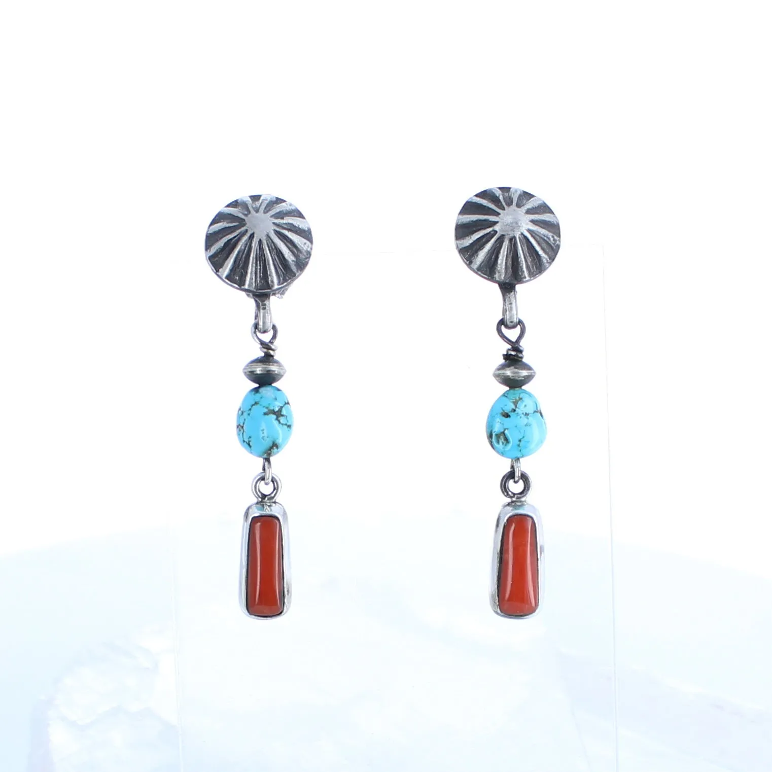 CORAL and TURQUOISE EARRINGS Frieda Kahlo Inspired Handmade