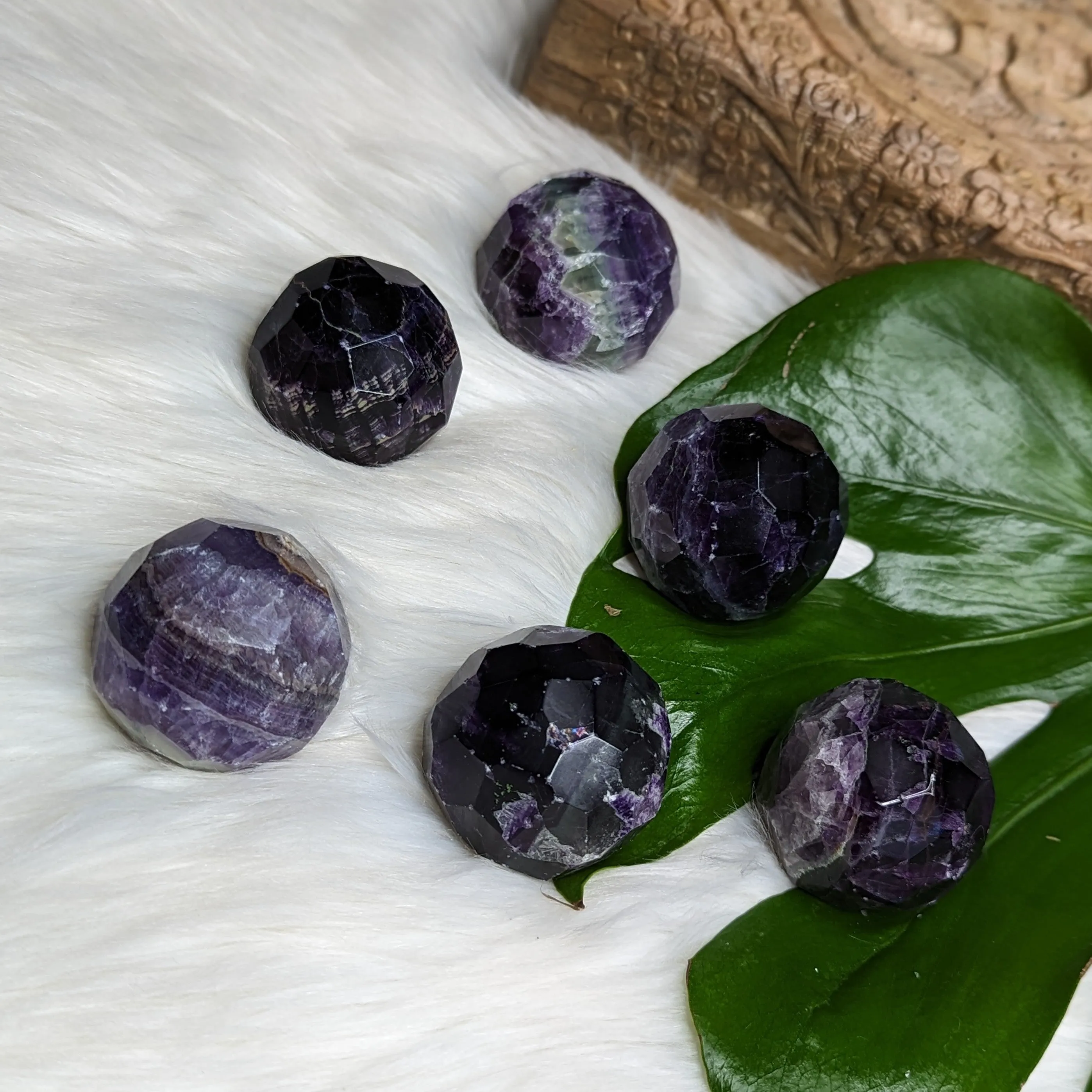 Dazzling, Gemmy and Royal Deep Purple Fluorite ~Faceted Sphere Carving