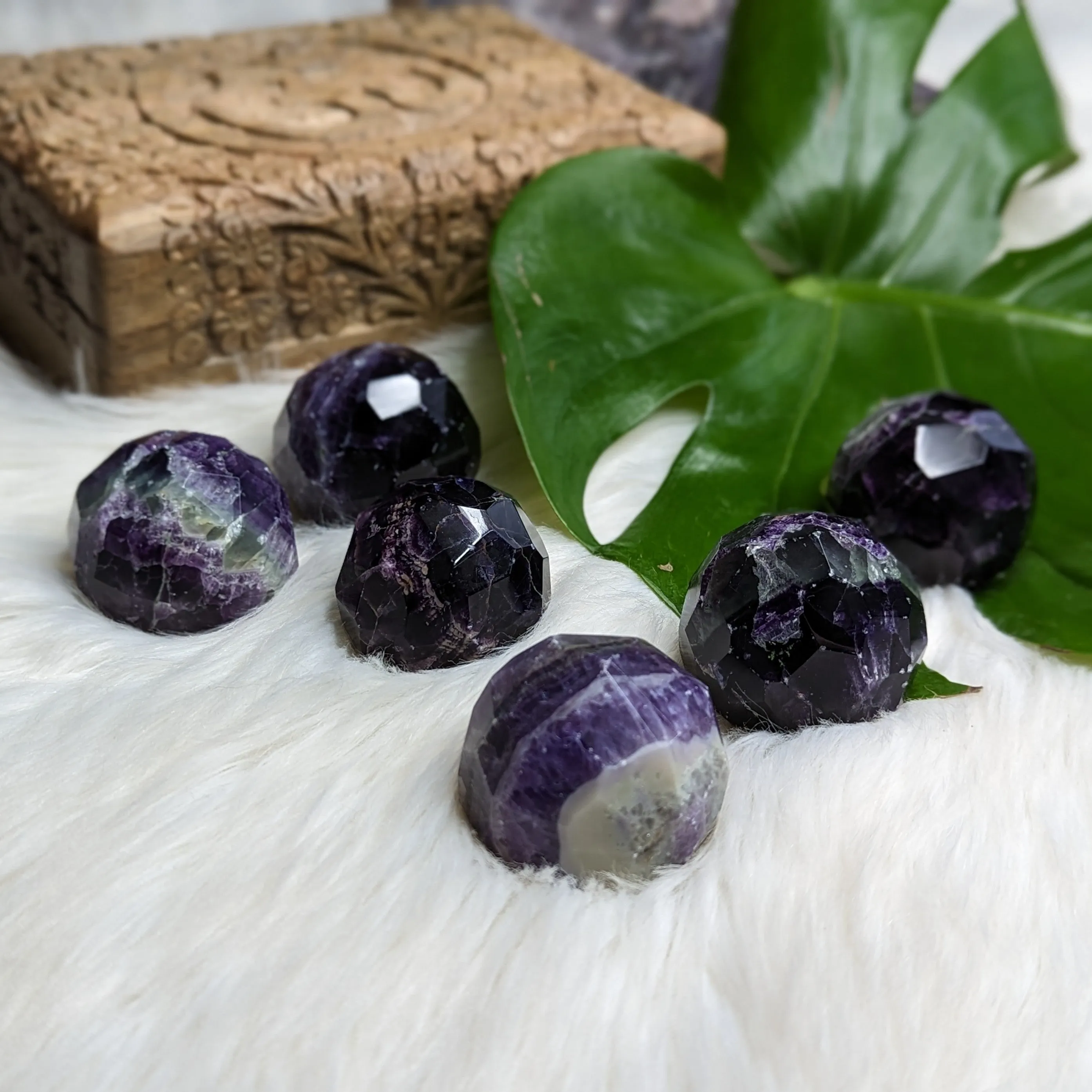 Dazzling, Gemmy and Royal Deep Purple Fluorite ~Faceted Sphere Carving