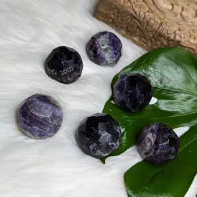 Dazzling, Gemmy and Royal Deep Purple Fluorite ~Faceted Sphere Carving